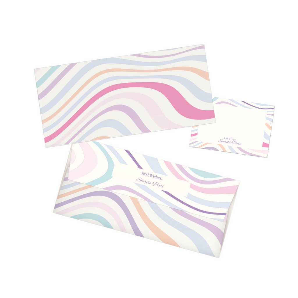 Wavy Pastels Personalised Money Envelopes with matching best wishes cards