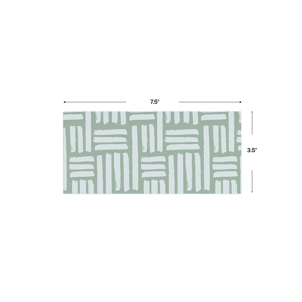 Sage Green Brush Pattern Personalised Money Envelopes shown with dimensions on a white background