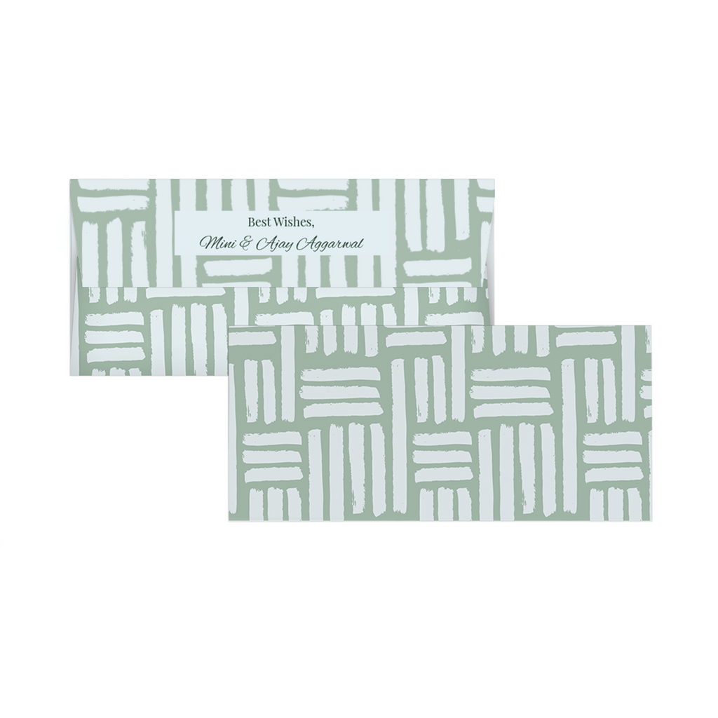 Sage Green Brush Pattern Personalised Money Envelopes