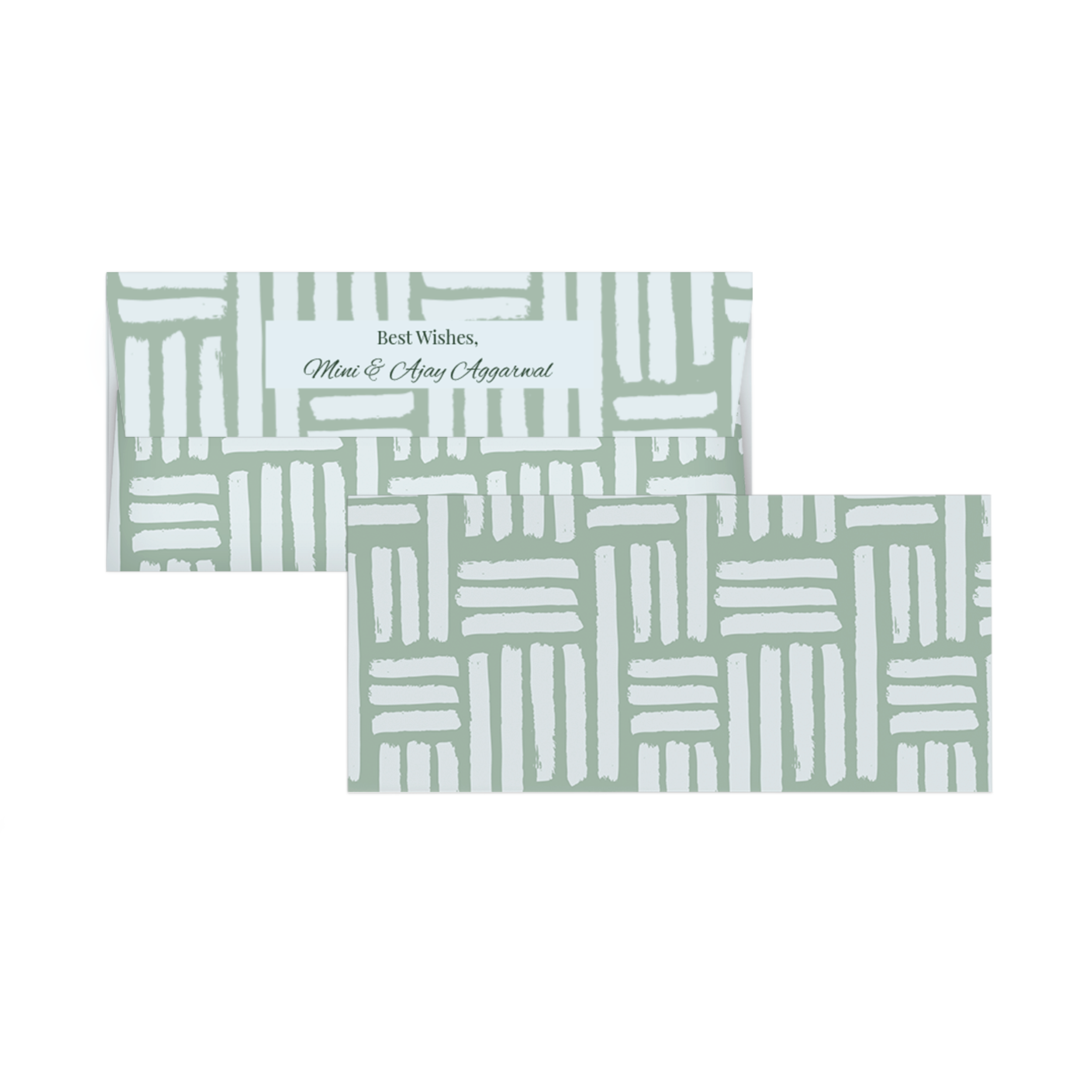 Sage Green Brush Pattern Personalised Money Envelopes