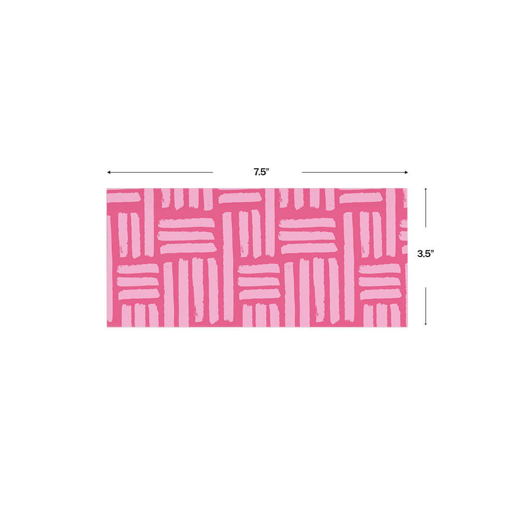 Hot Pink Brush Pattern Personalised Money Envelopes shown with dimensions on a white background