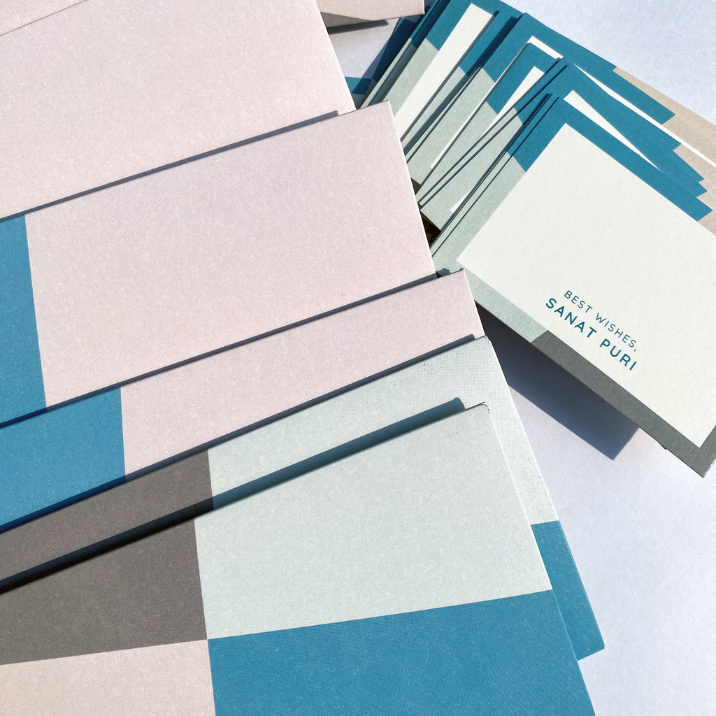 Blue & Grey Abstract Personalised Money Envelopes with matching best wishes cards