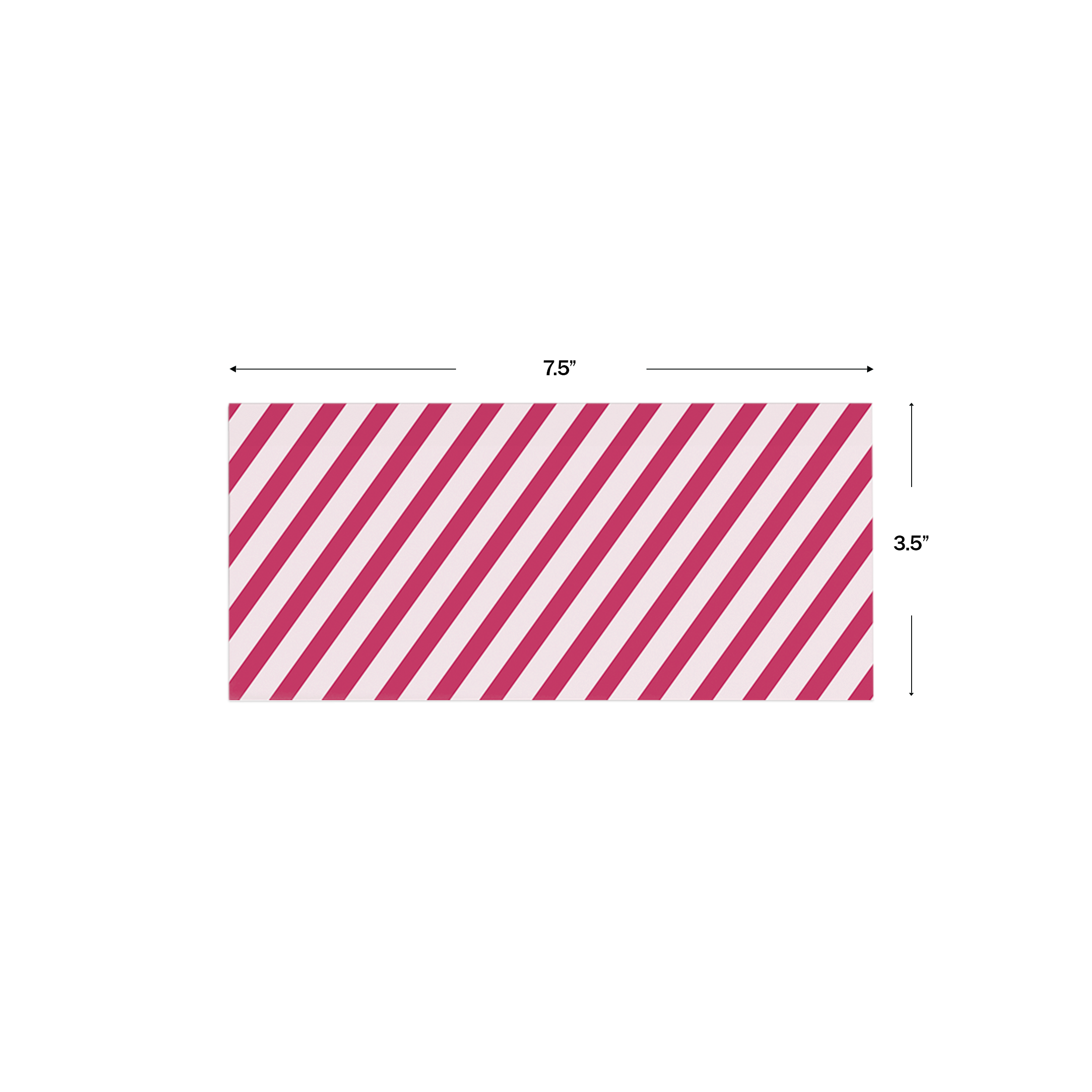 Red & Pink Diagonal Striped Personalised Money Envelopes shown with dimensions on a white background
