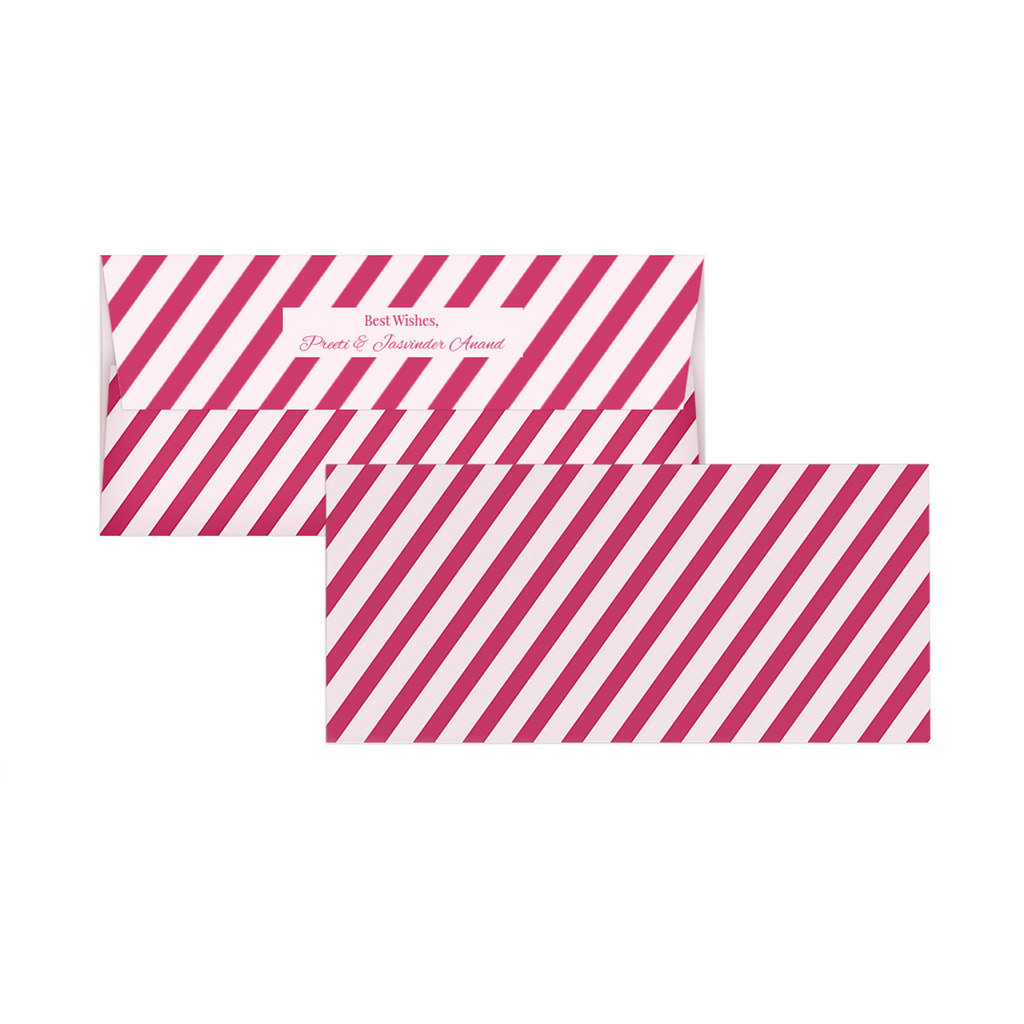 Red & Pink Diagonal Striped Personalised Money Envelopes