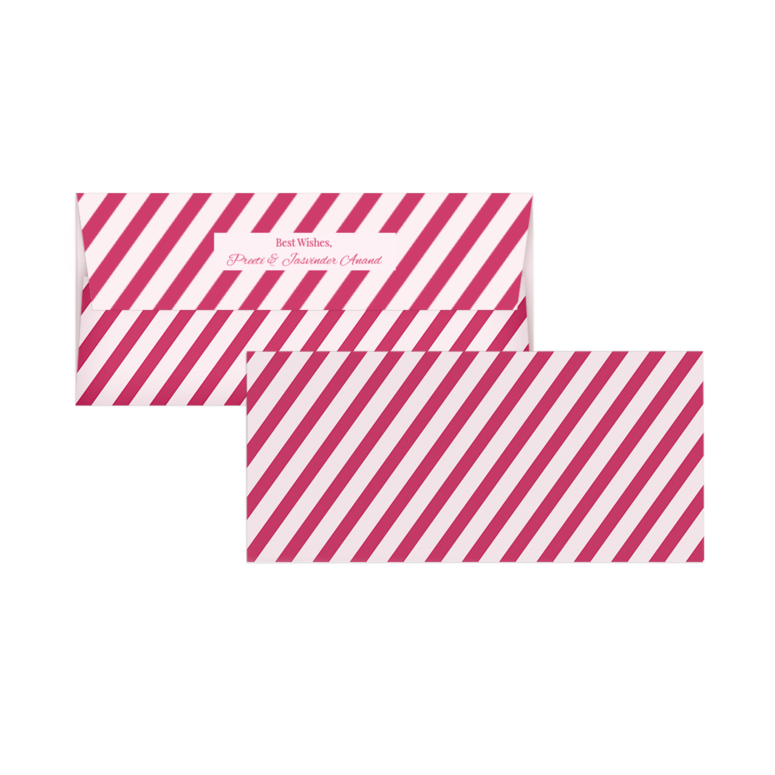 Red & Pink Diagonal Striped Personalised Money Envelopes
