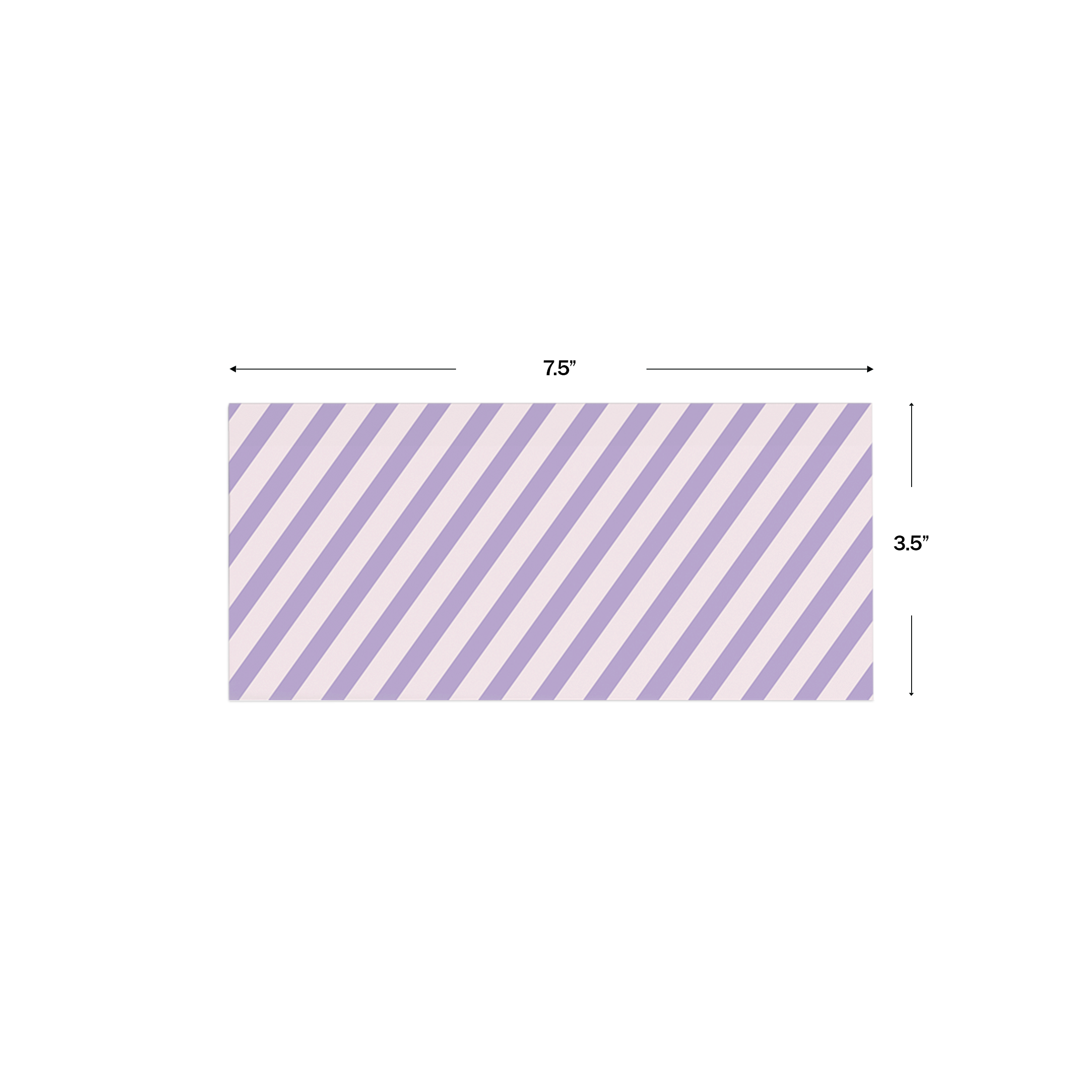 Pink & Purple Diagonal Striped Personalised Money Envelopes shown with dimensions on a white background