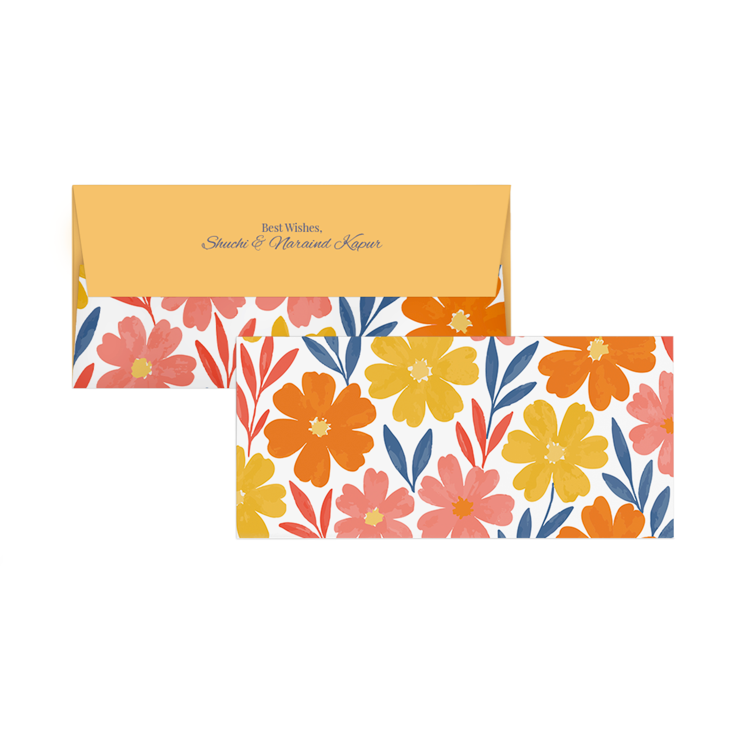 Red & Orange Multi Floral Personalised Money Envelopes