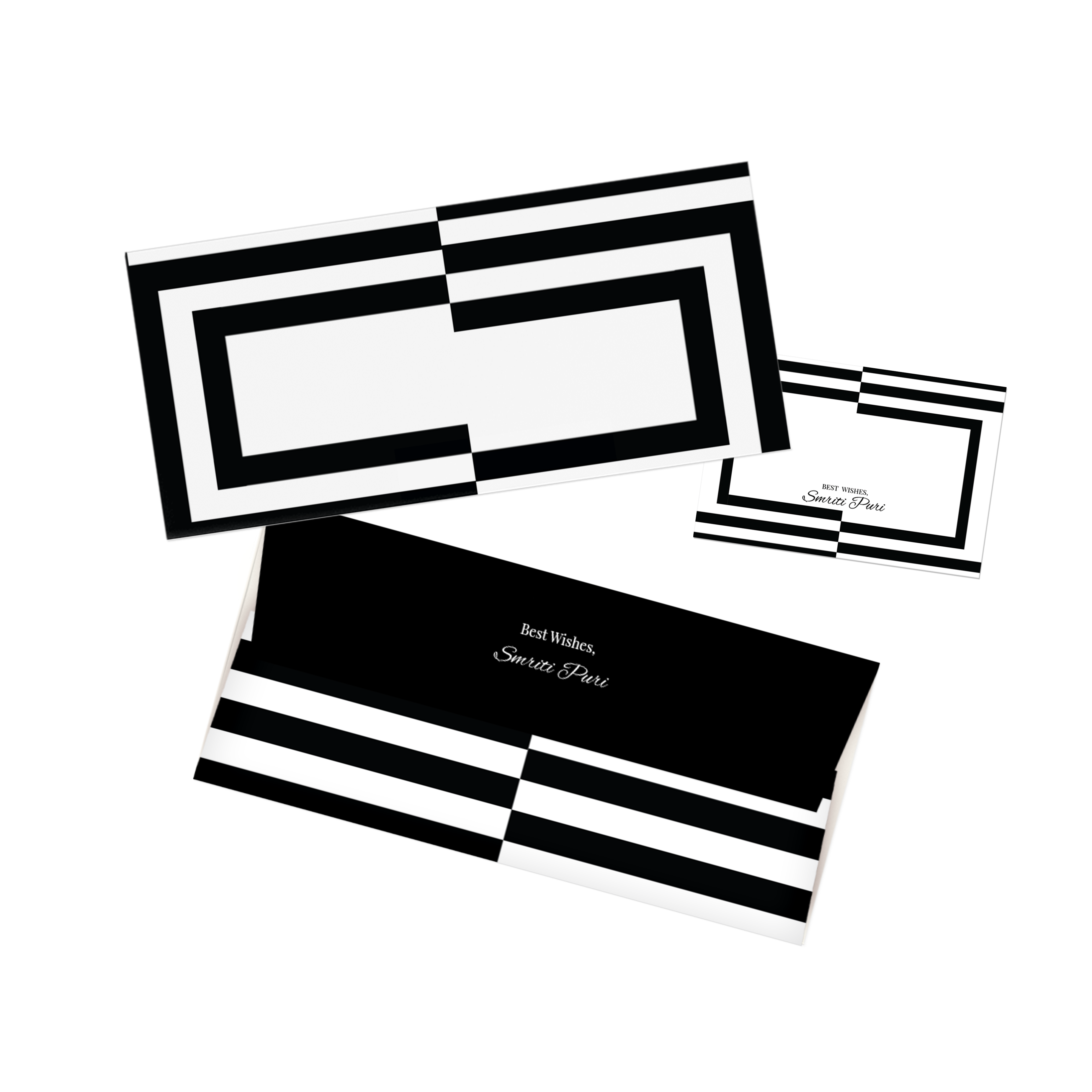 Black & White Lined Personalised Money Envelopes with matching best wishes cards