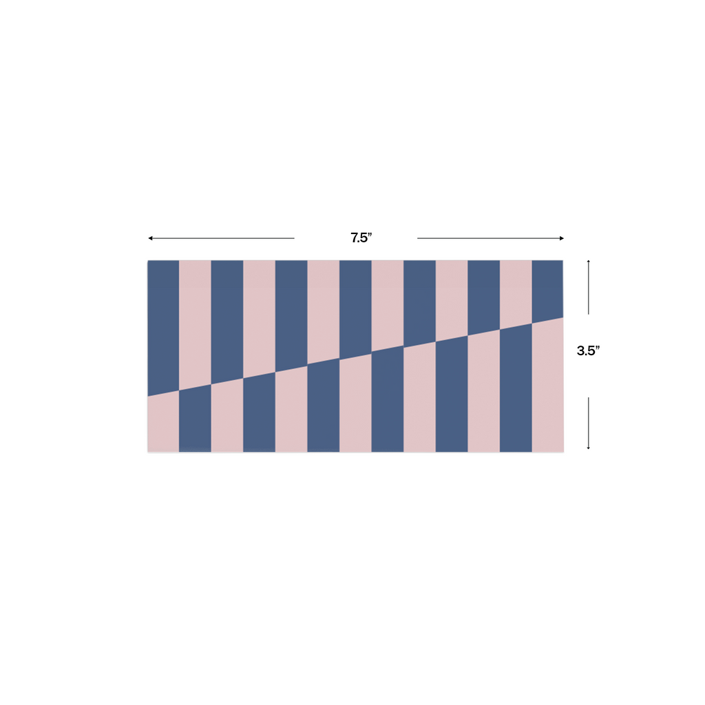 Blue & Pink Slashed Striped Personalised Money Envelopes shown with dimensions on a white background