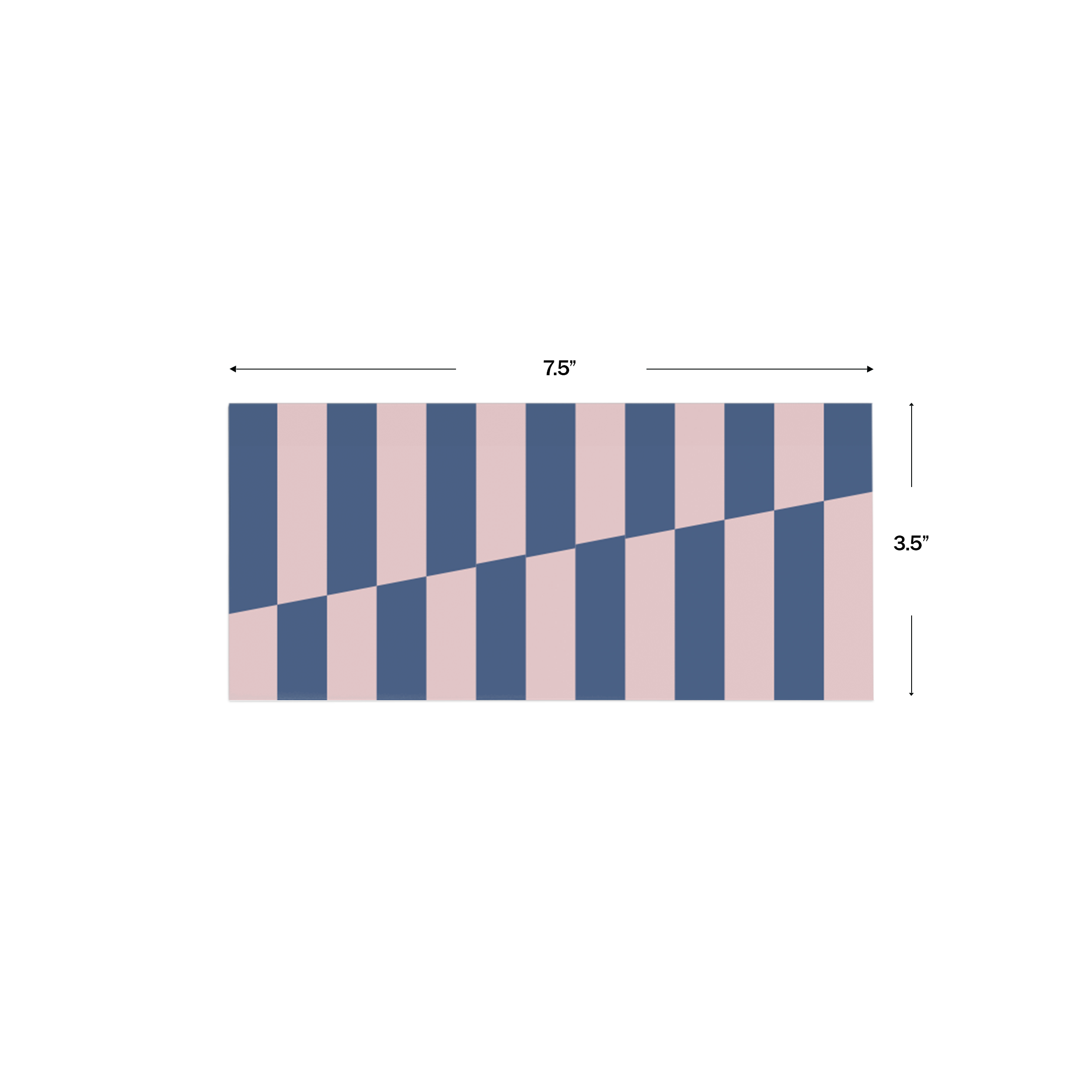 Blue & Pink Slashed Striped Personalised Money Envelopes shown with dimensions on a white background