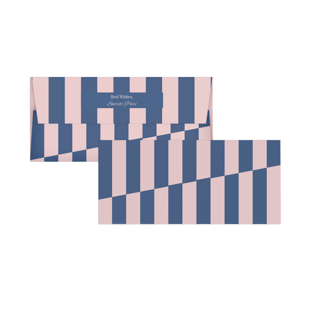 Blue & Pink Slashed Striped Personalised Money Envelopes