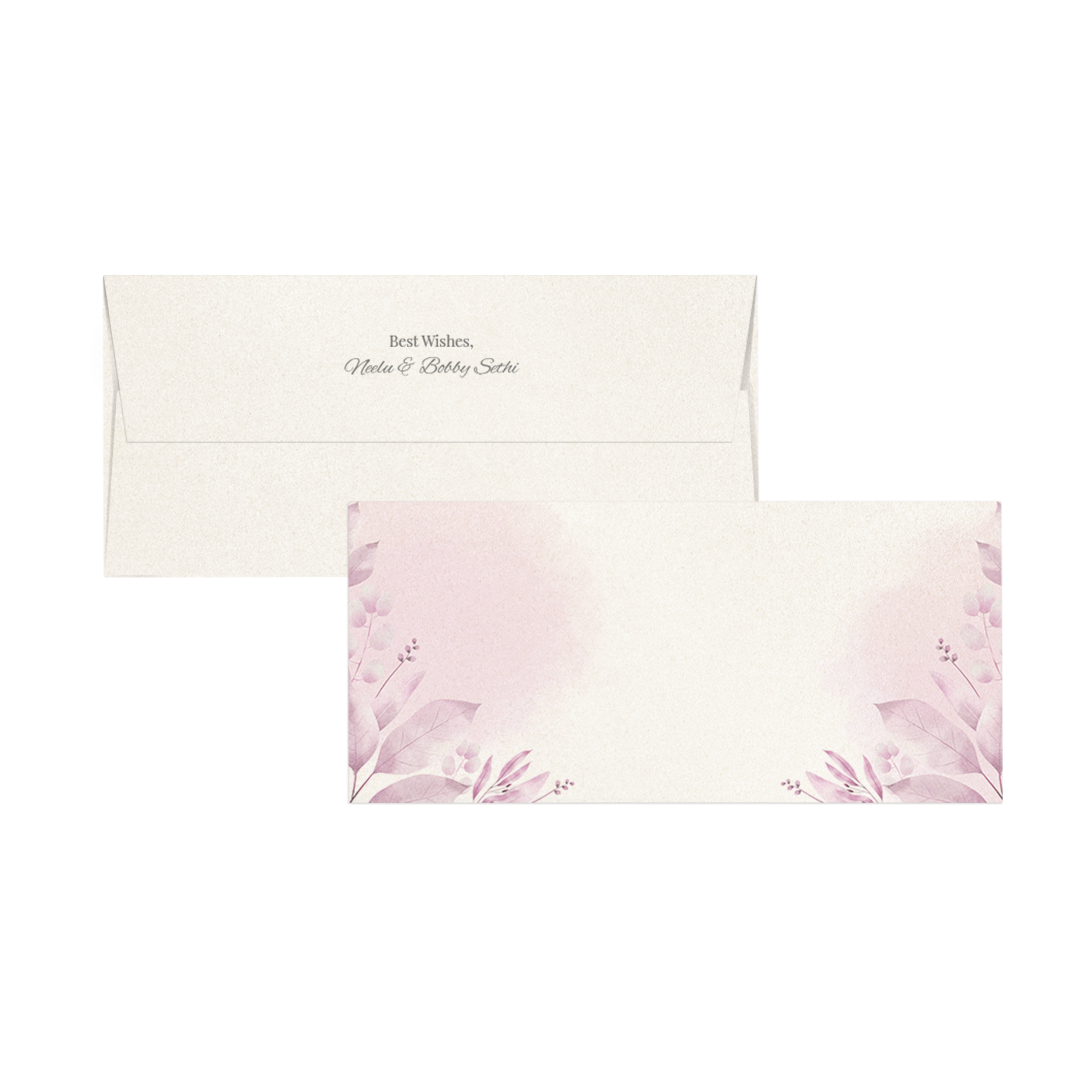 Purple Watercolour Leaves Metallic Personalised Money Envelopes