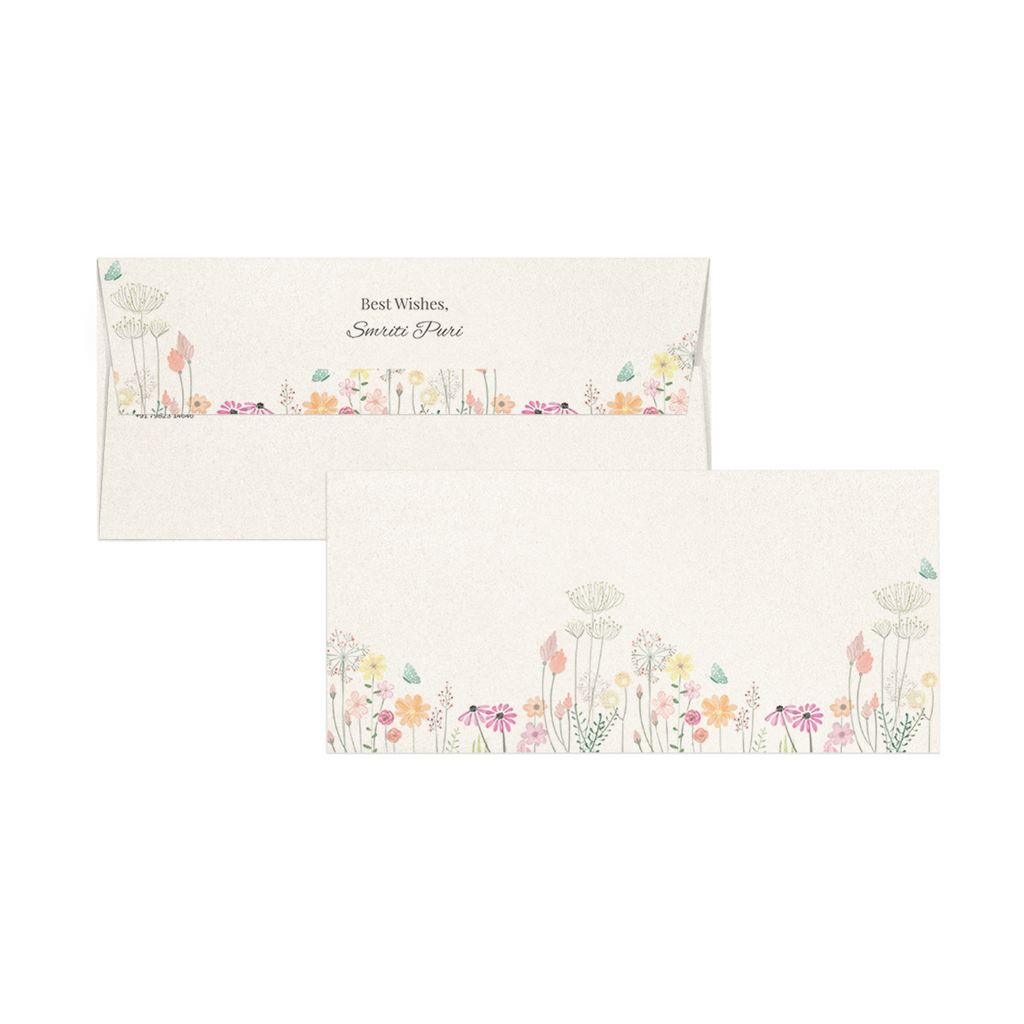 Wildflower Charm Metallic Personalised Money Envelopes