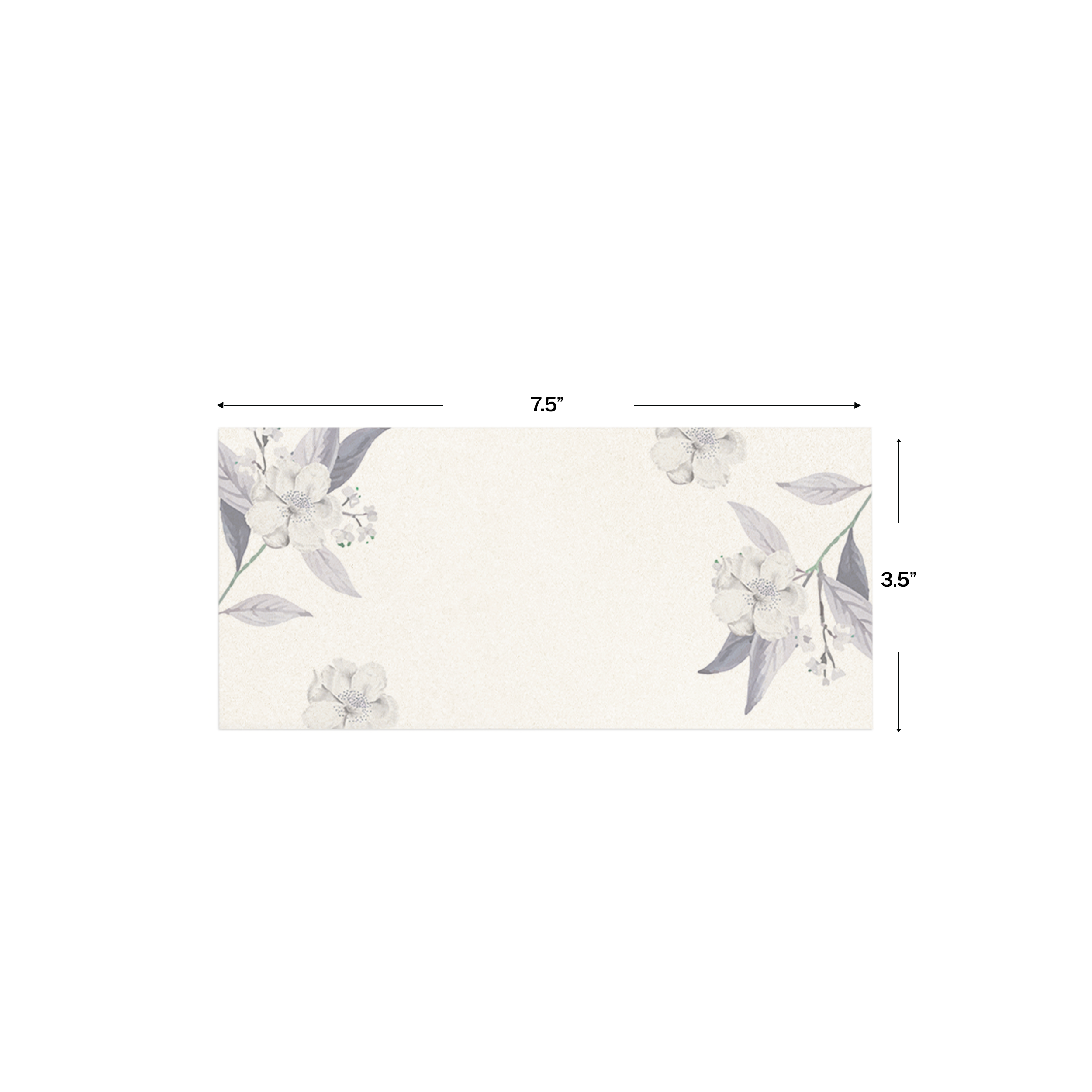 Misty Lavender Leaf Metallic Personalised Money Envelopes shown with dimensions on a white background