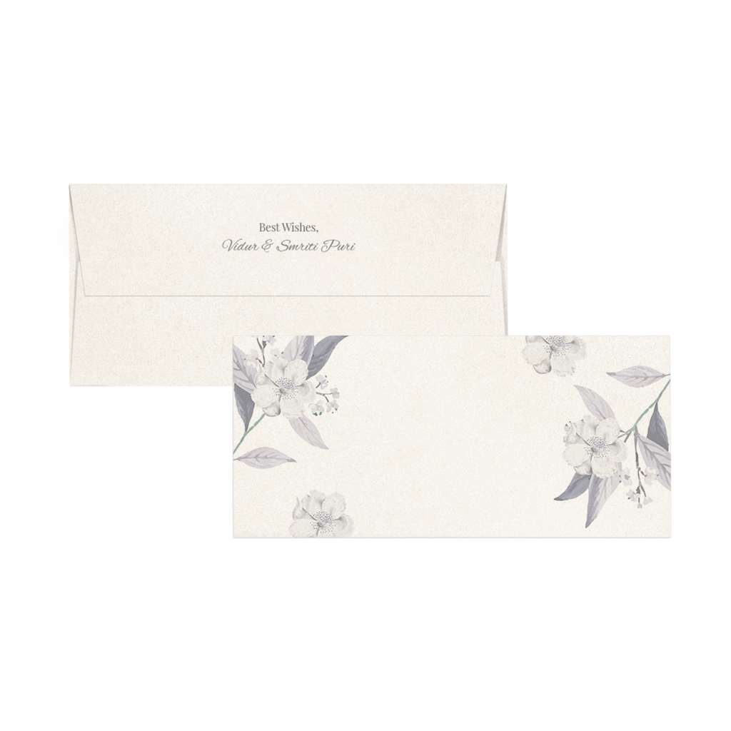 Misty Lavender Leaf Metallic Personalised Money Envelopes