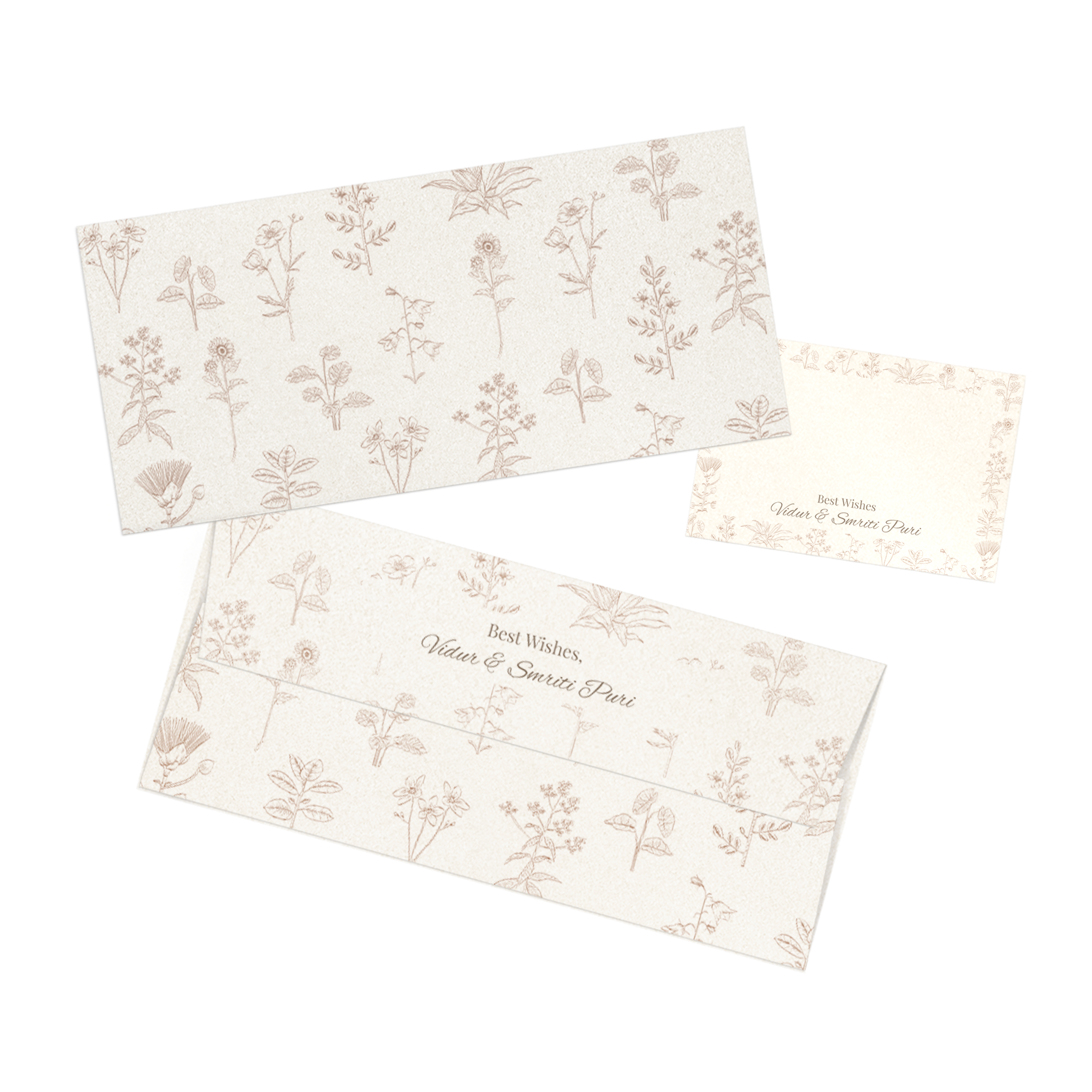Vintage Botanical Metallic Personalised Money Envelopes with matching best wishes cards