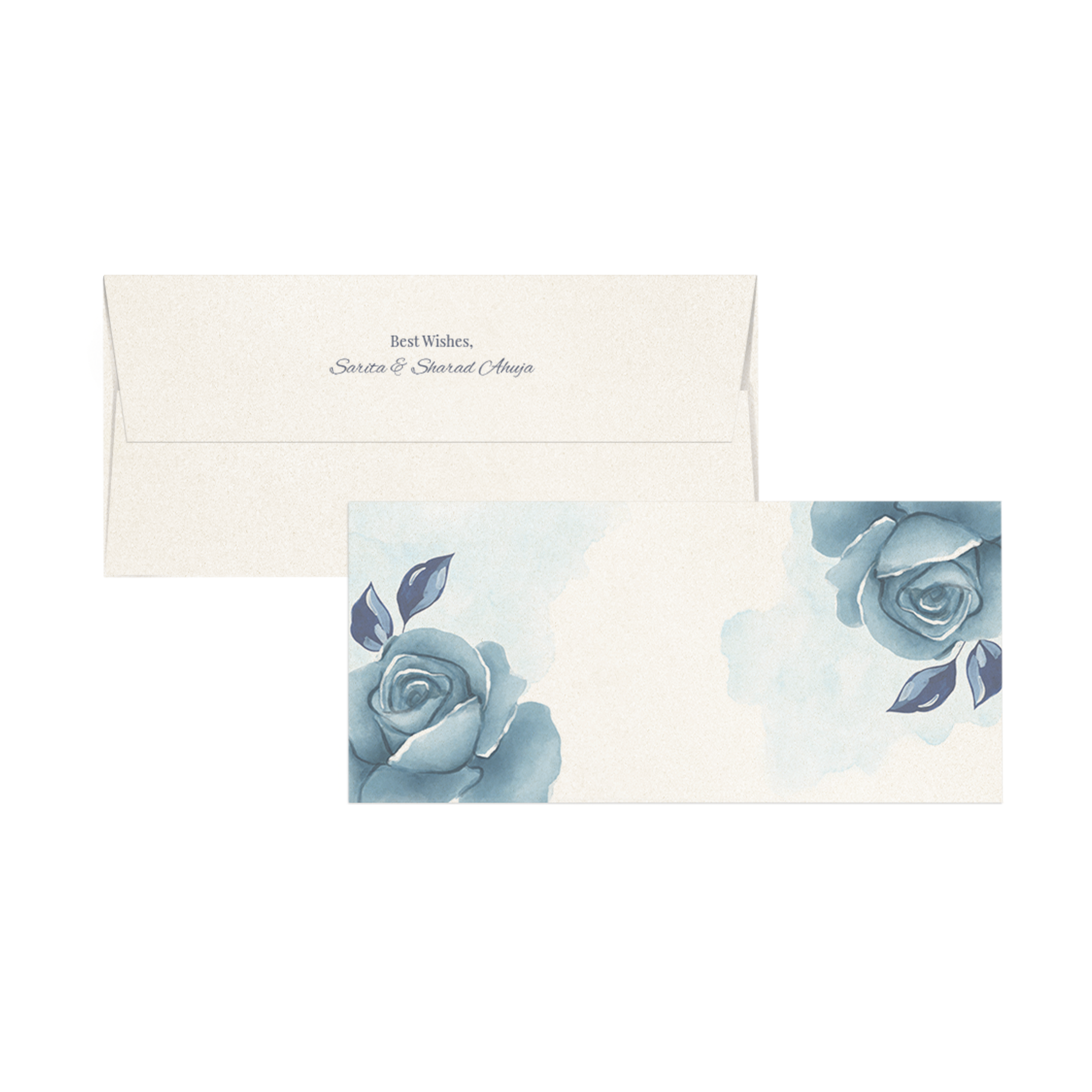 Watercolor Indigo Rose Metallic Personalised Money Envelopes