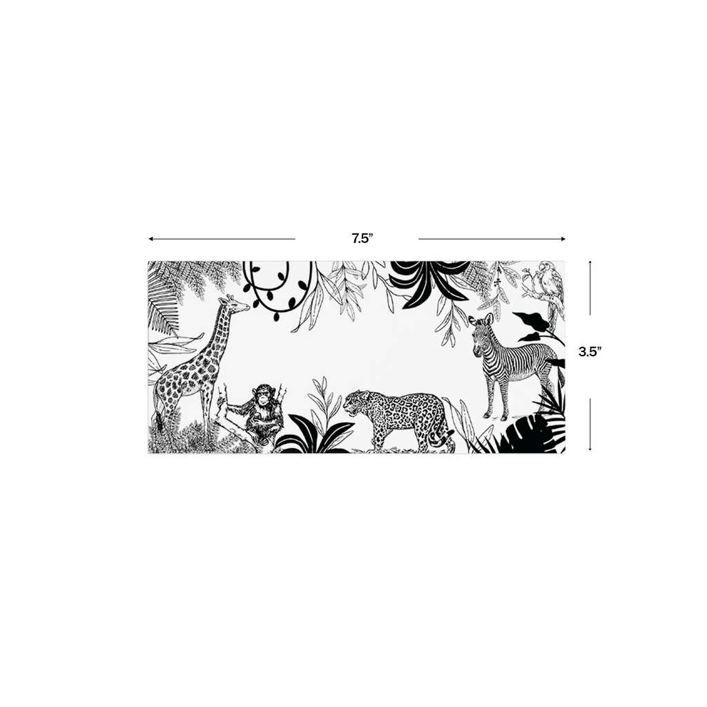 Jungle Noir Personalised Money Envelopes shown with dimensions on a white background