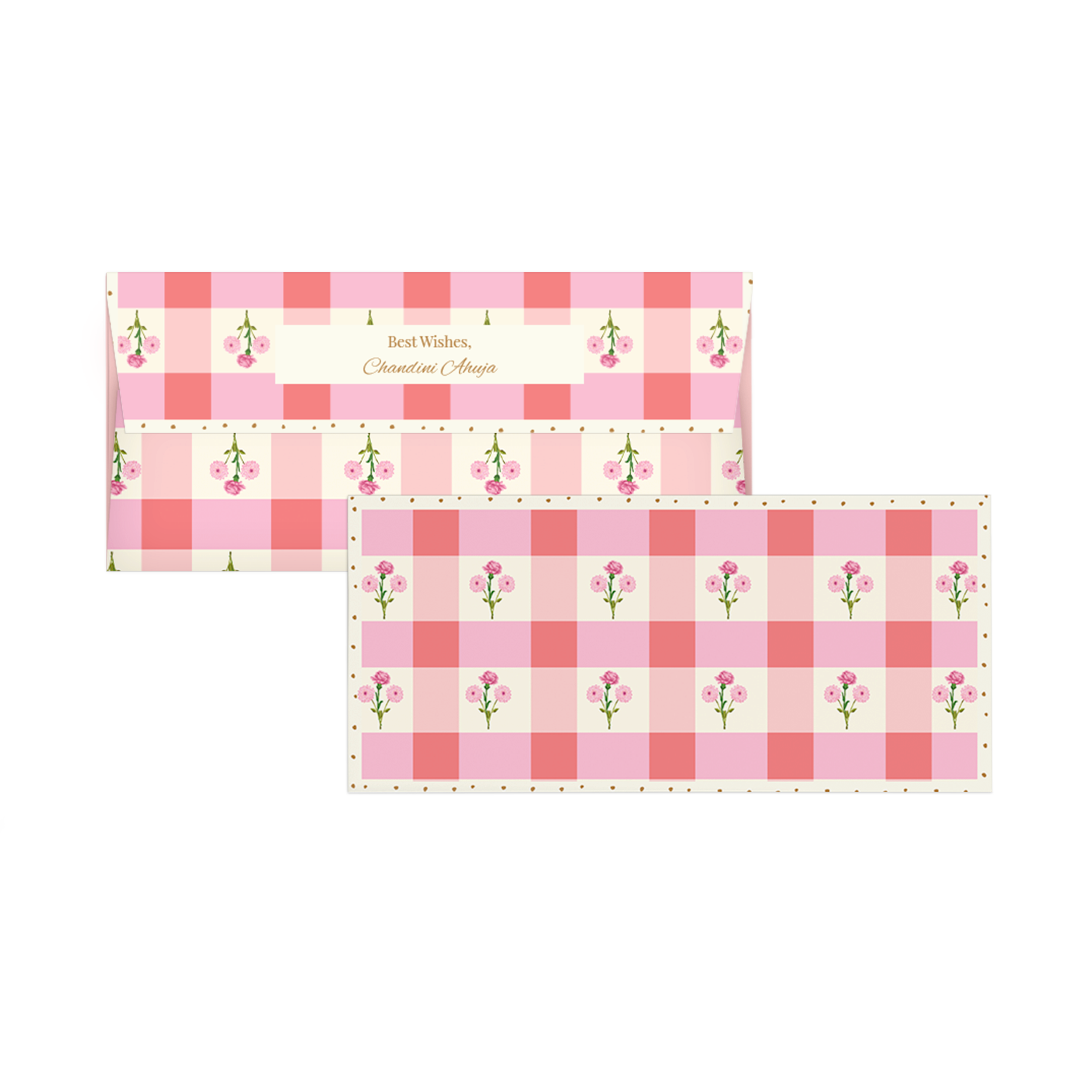 Vintage Checkered Floral Personalised Money Envelopes