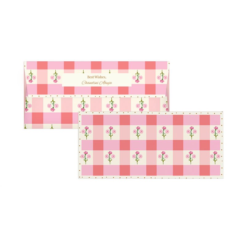 Vintage Checkered Floral Personalised Money Envelopes