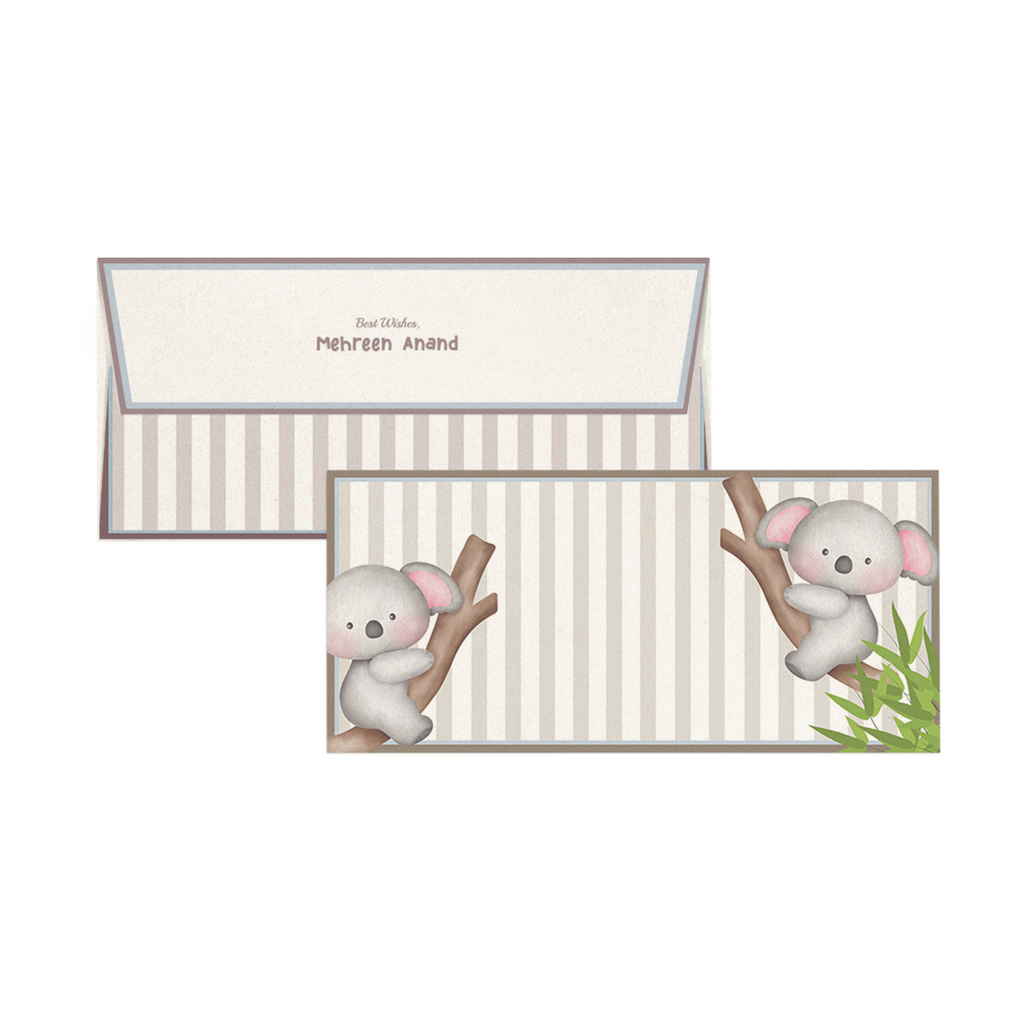 Koala -Themed Metallic Personalised Money Envelopes