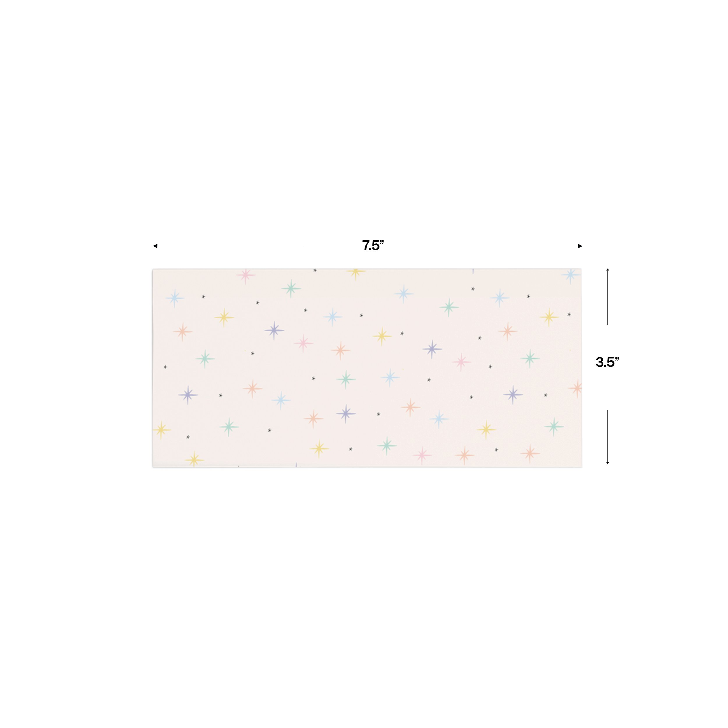 Pastel Stars Personalised Money Envelopes shown with dimensions on a white background