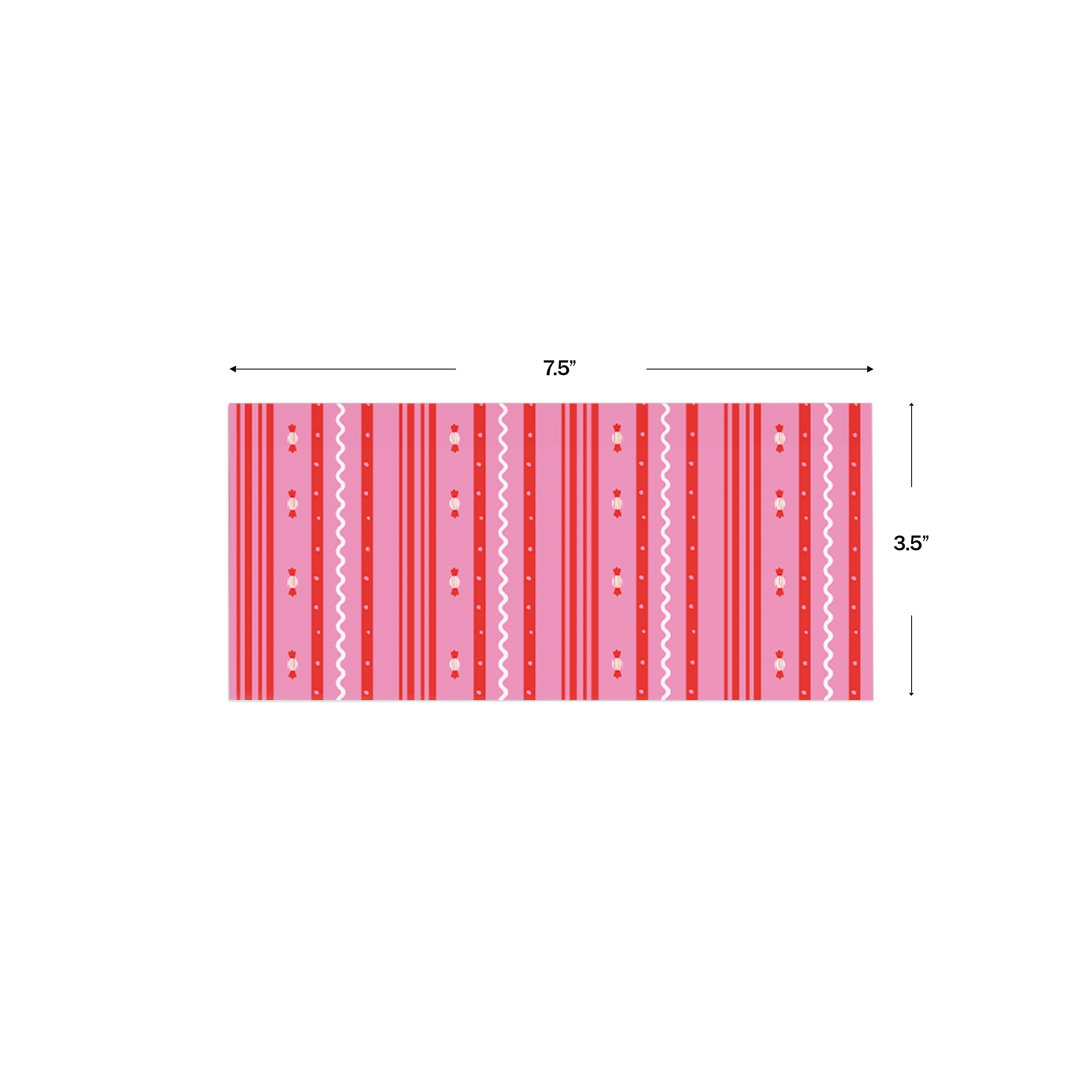 Pink & Red Candy Personalised Money Envelopes shown with dimensions on a white background