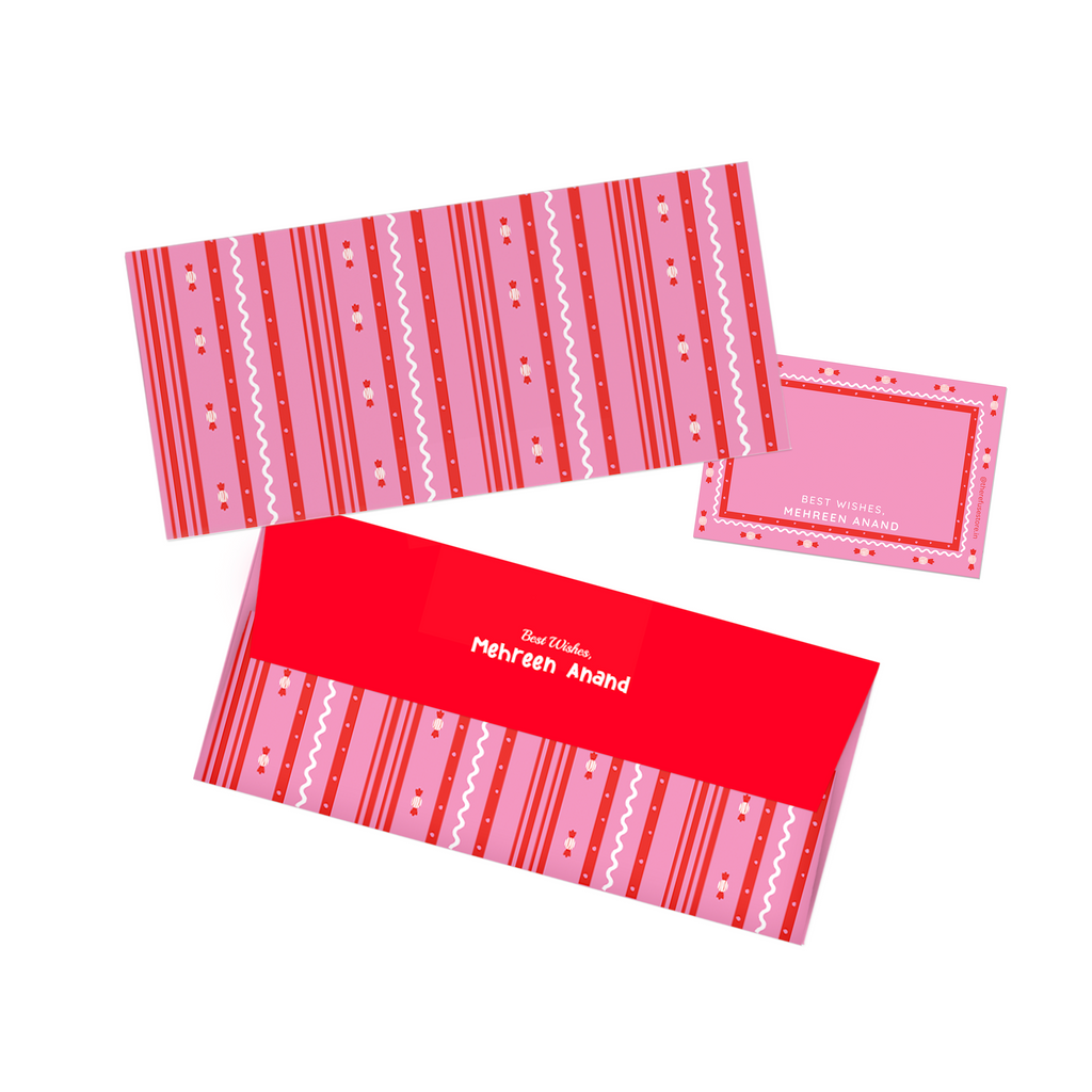 Pink & Red Candy Personalised Money Envelopes with matching best wishes cards