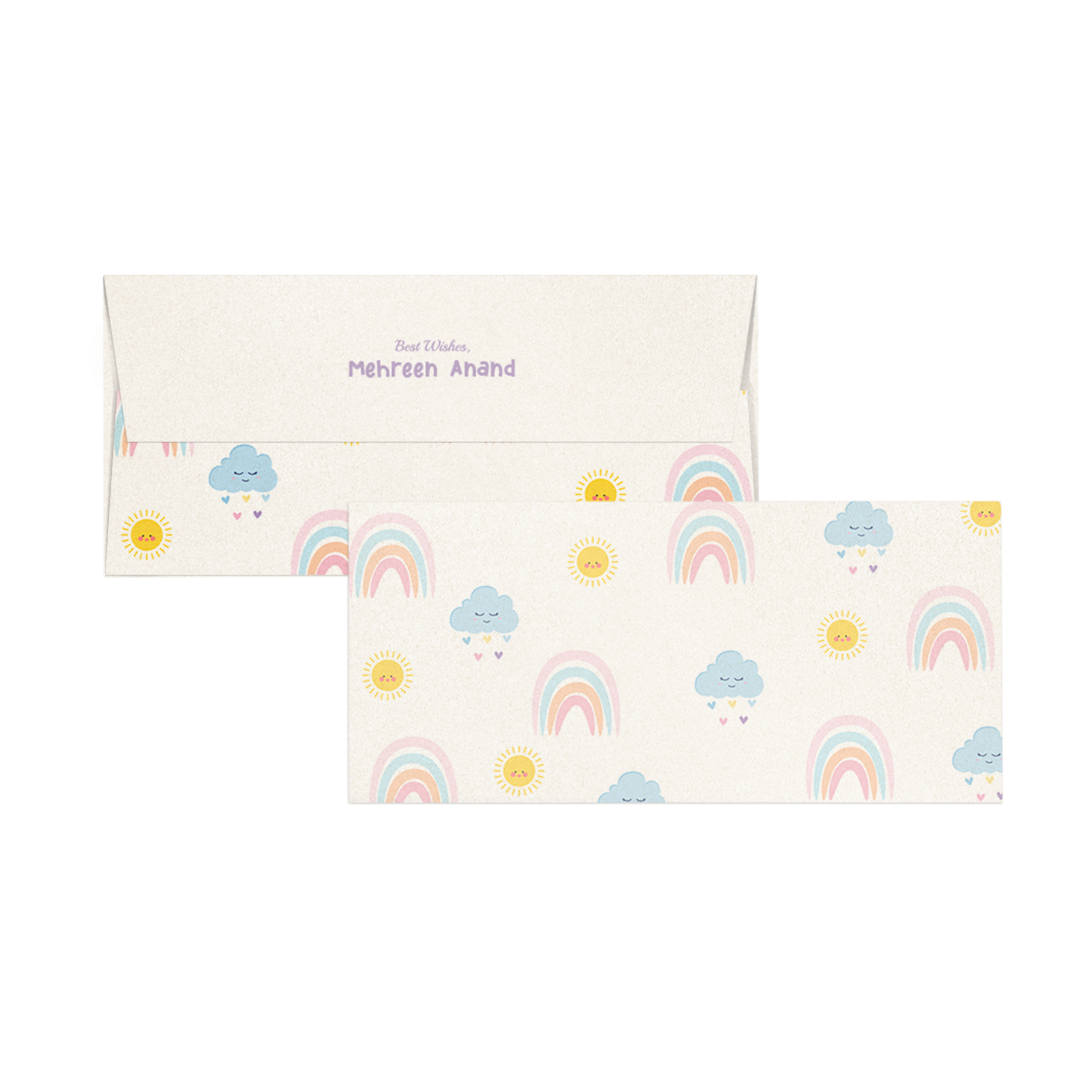 Pastel Rainbow & Cloud Metallic Personalised Money Envelopes