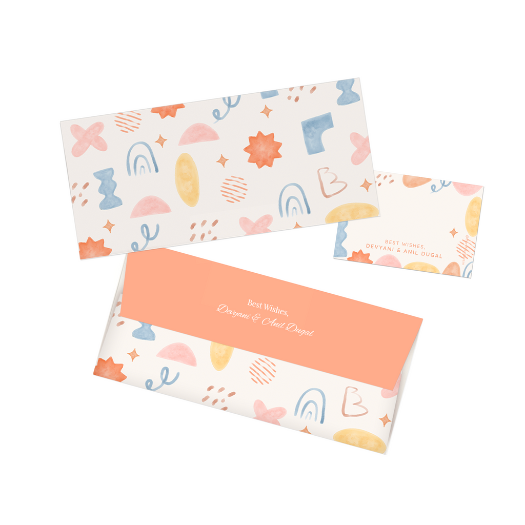 Abstract Watercolor Personalised Money Envelopes with matching best wishes cards