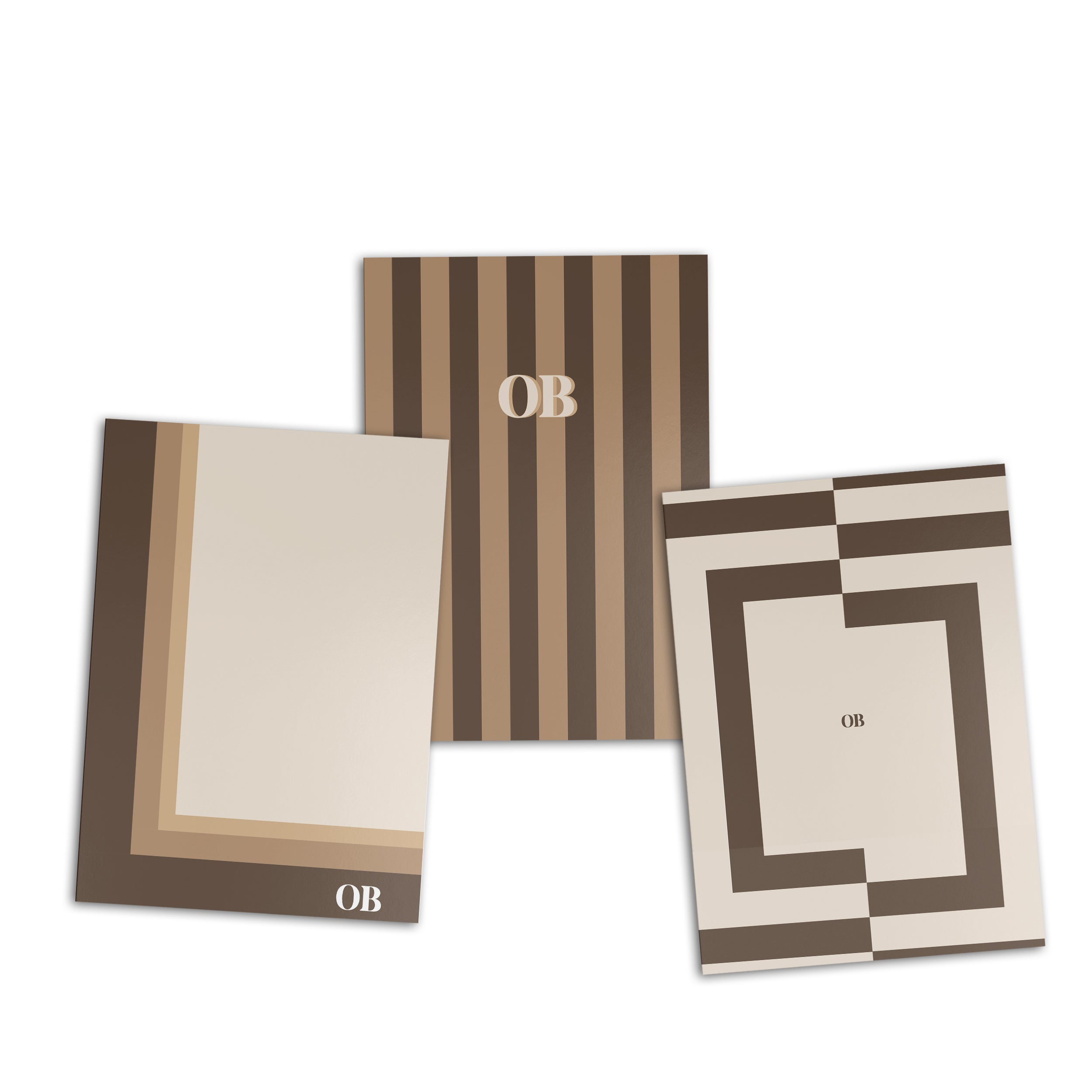 Brown Stripped Personalised Folder Set of 3