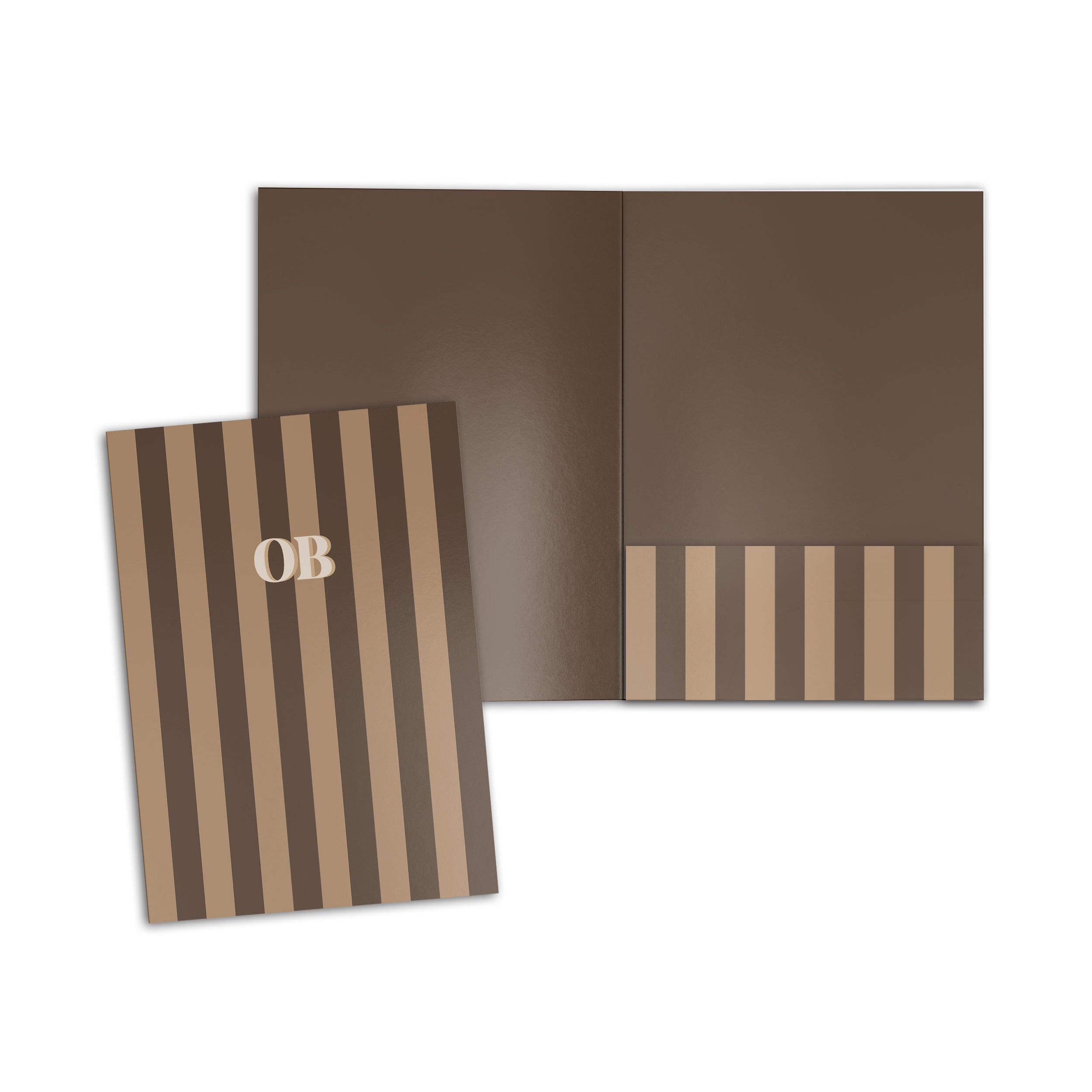 Shades Of Brown Stripped Personalised Folder