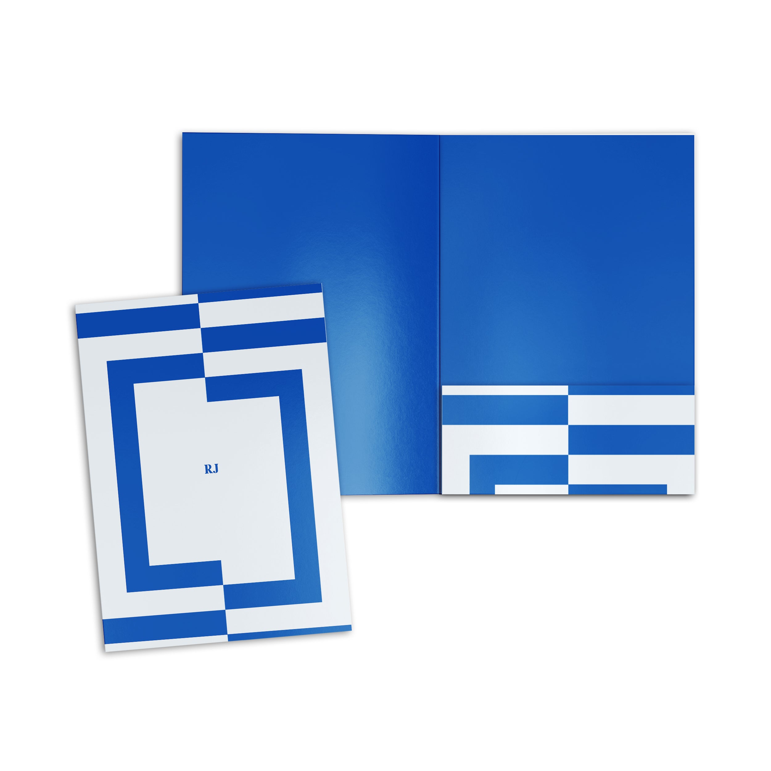 Shades Of Blue Stripped Personalised Folder