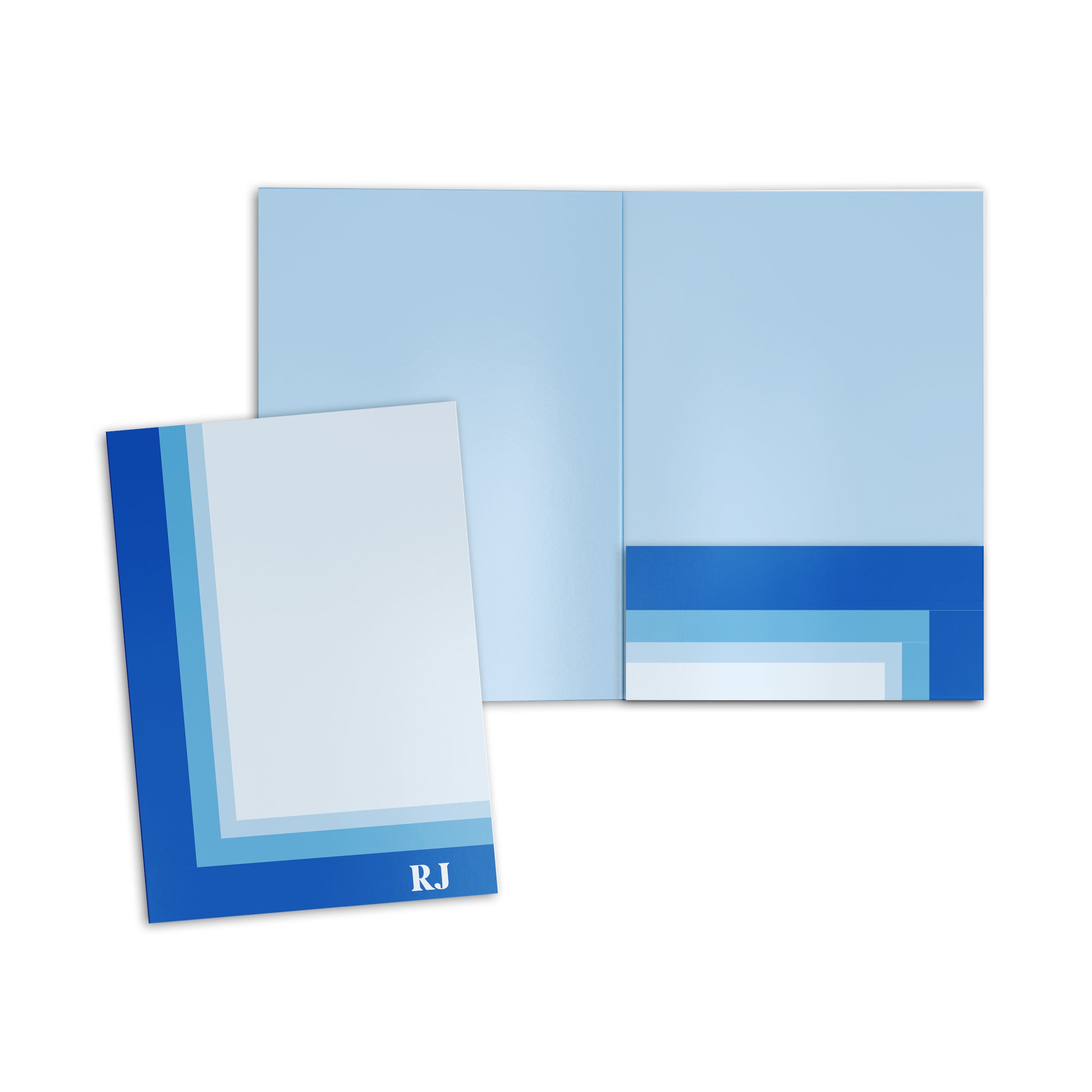 Shades Of Blue Stripped Personalised Folder