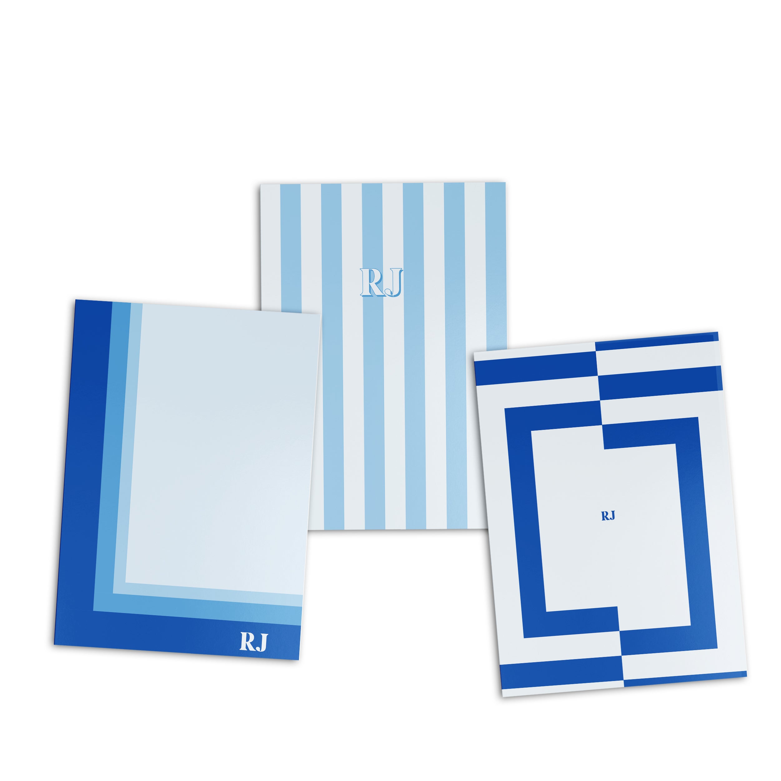 Blue Stripped Personalised Folder Set of 3