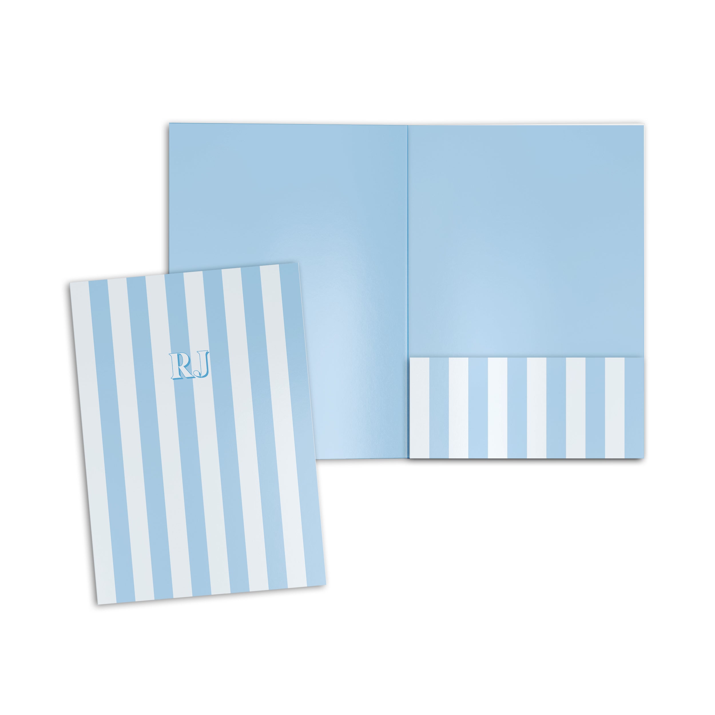 Shades Of Blue Stripped Personalised Folder