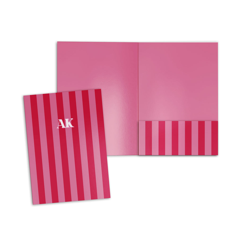 Shades Of Pink Stripped Personalised Folder