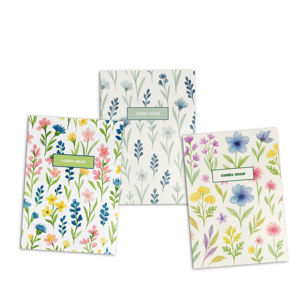Watercolour Wildflower Personalised Folder Set of 3