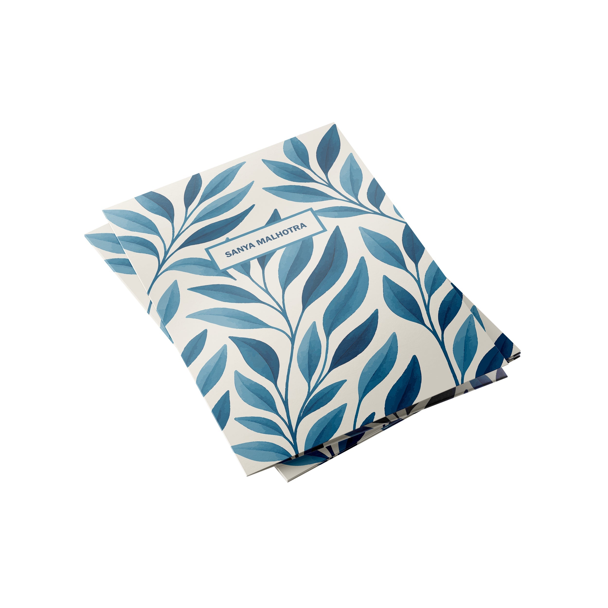 Aqua Leaf Personalised Folder