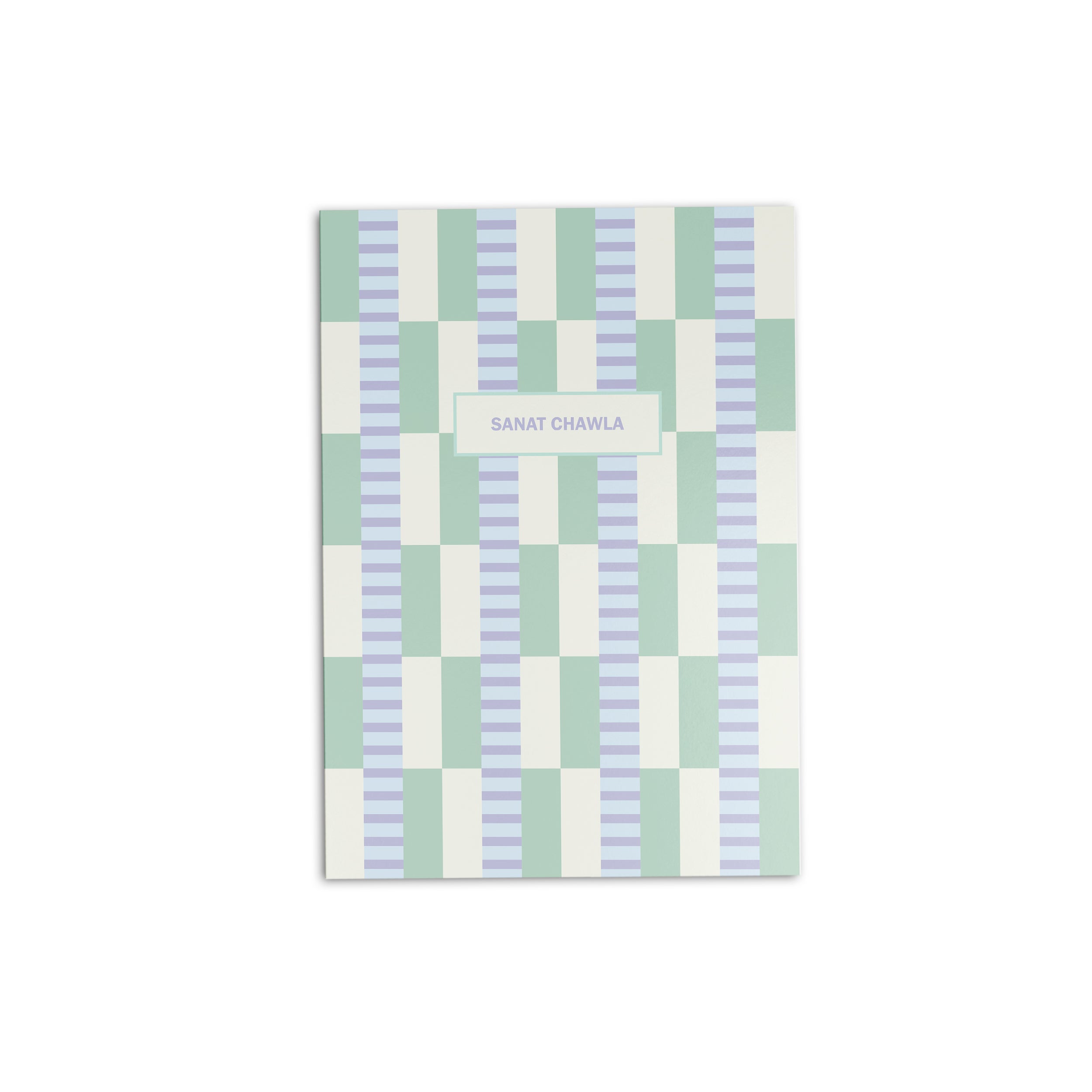 Checkered personalised folder in green & blue 