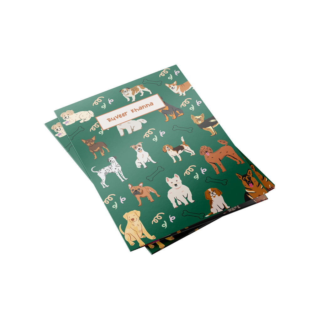 Green Dog Print Personalised Folder
