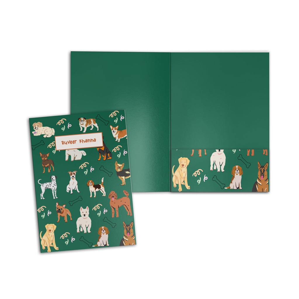 Green Dog Print Personalised Folder