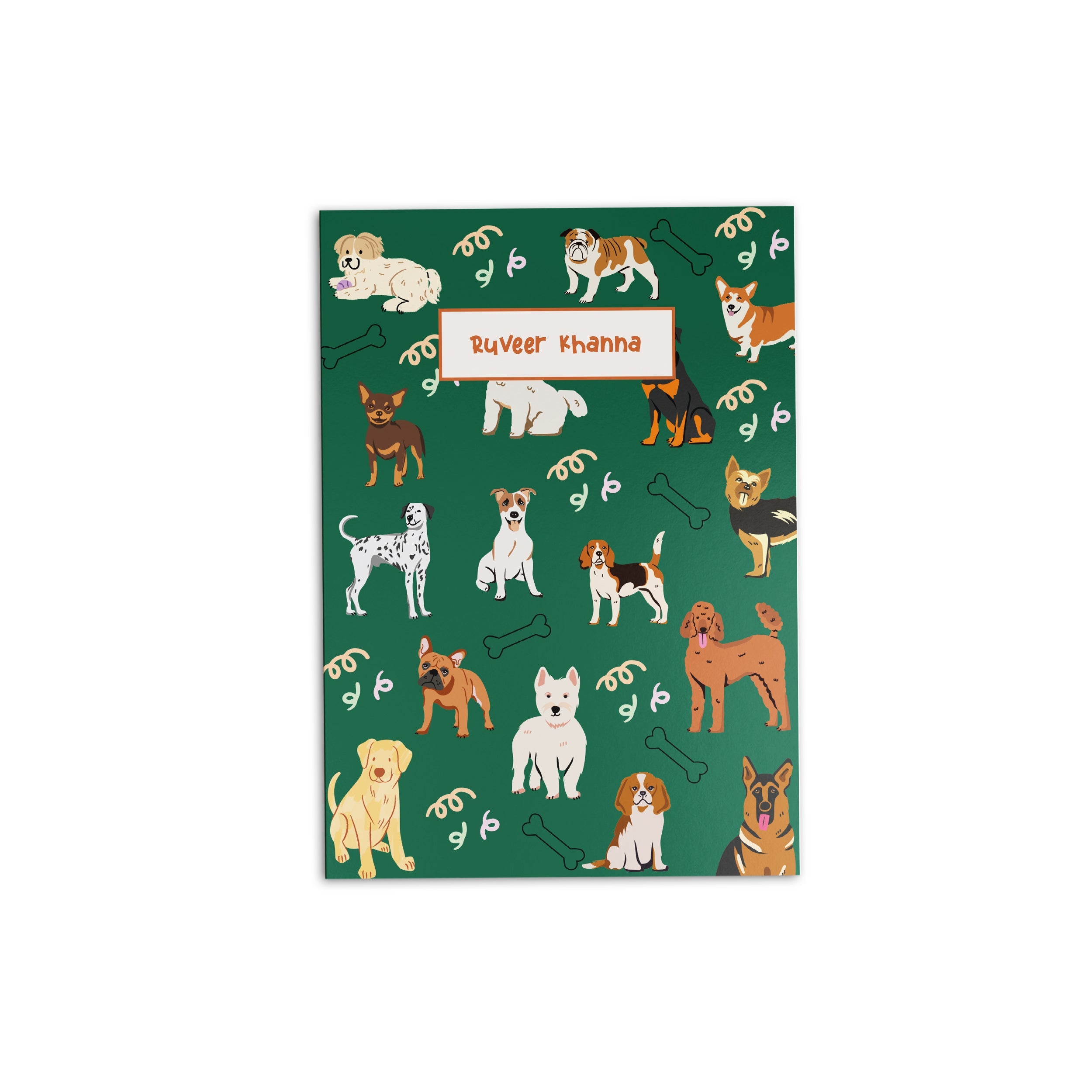 Green Dog Print Personalised Folder