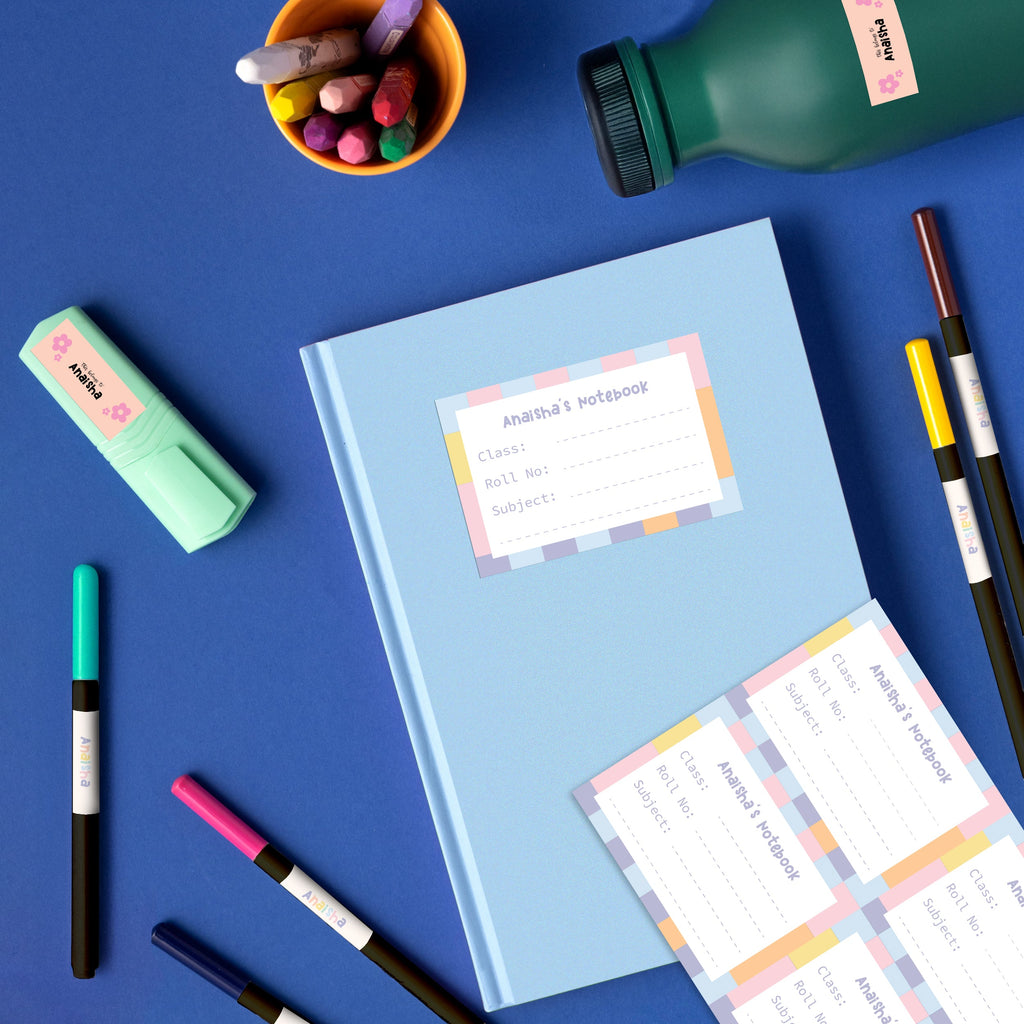 Mullti Striped Initial Personalised Back To School Stickers