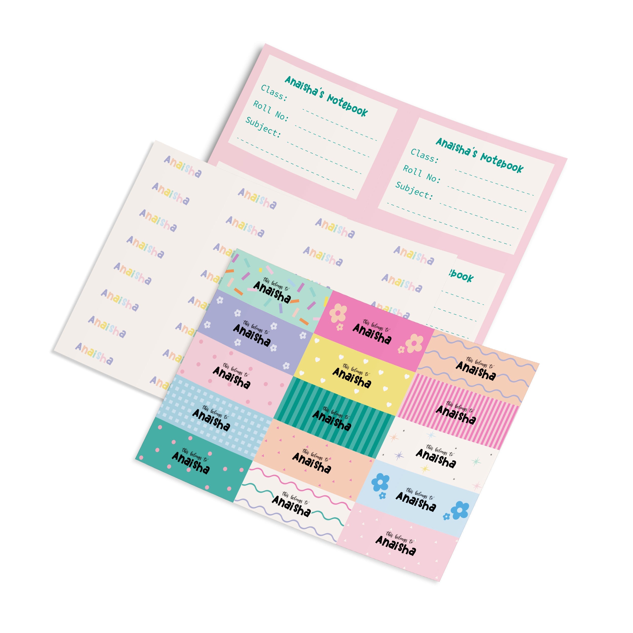 Pastel Stars Personalised Back To School Stickers Set