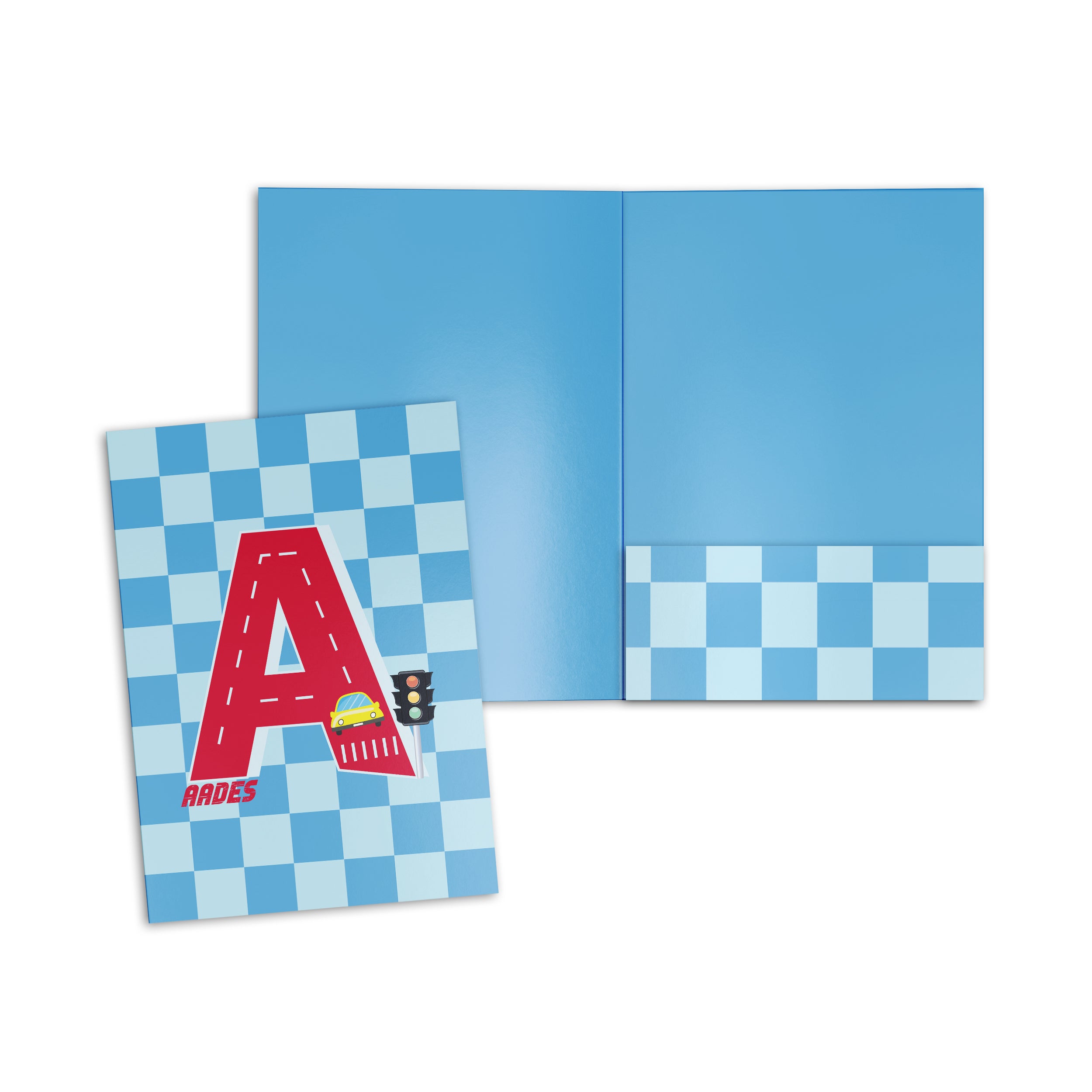Initial Car Theme Personalised Paper Folder