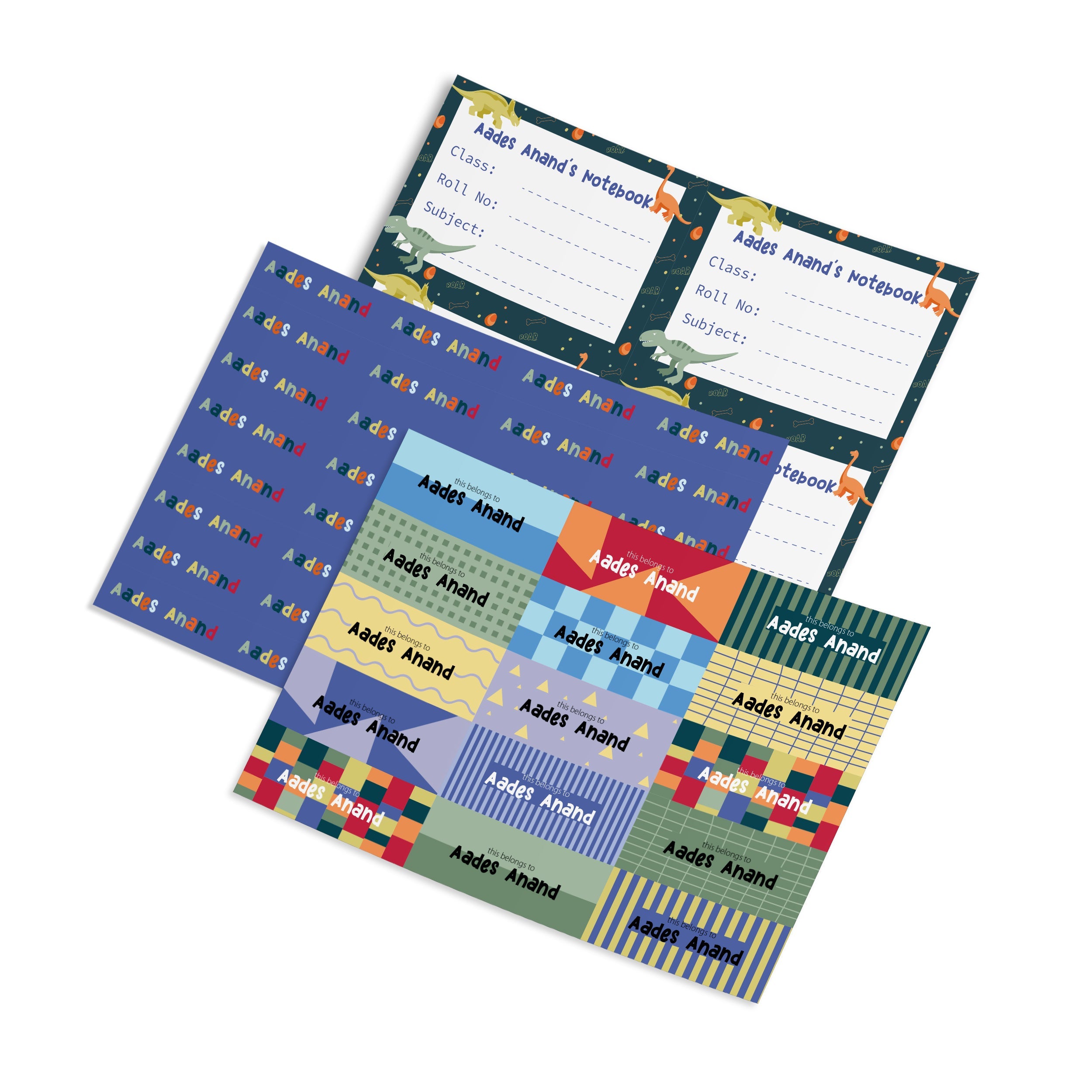 Dinosaur Personalised Back To School Stickers Set