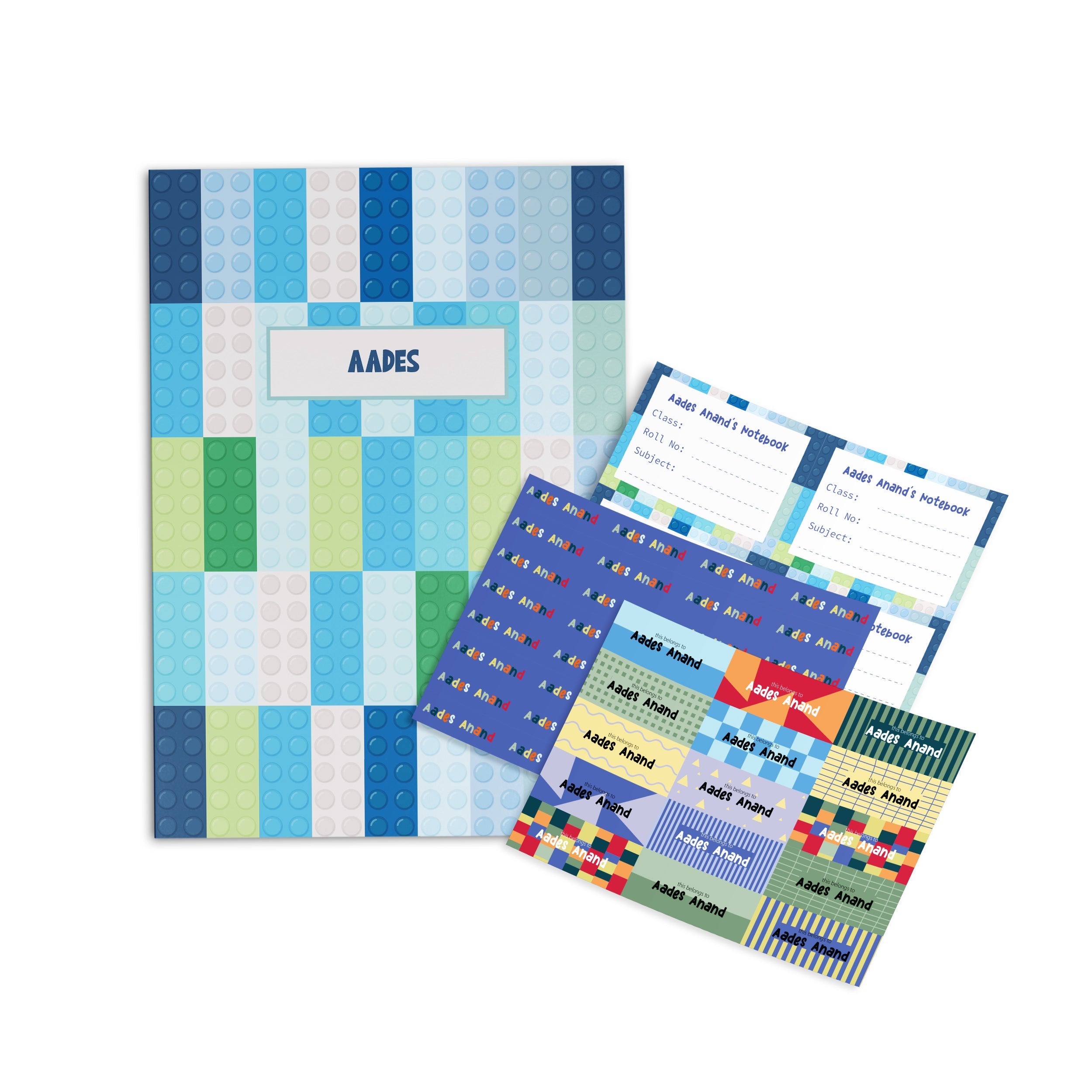 Lego Personalised Paper Folder + Back To School Stickers Set