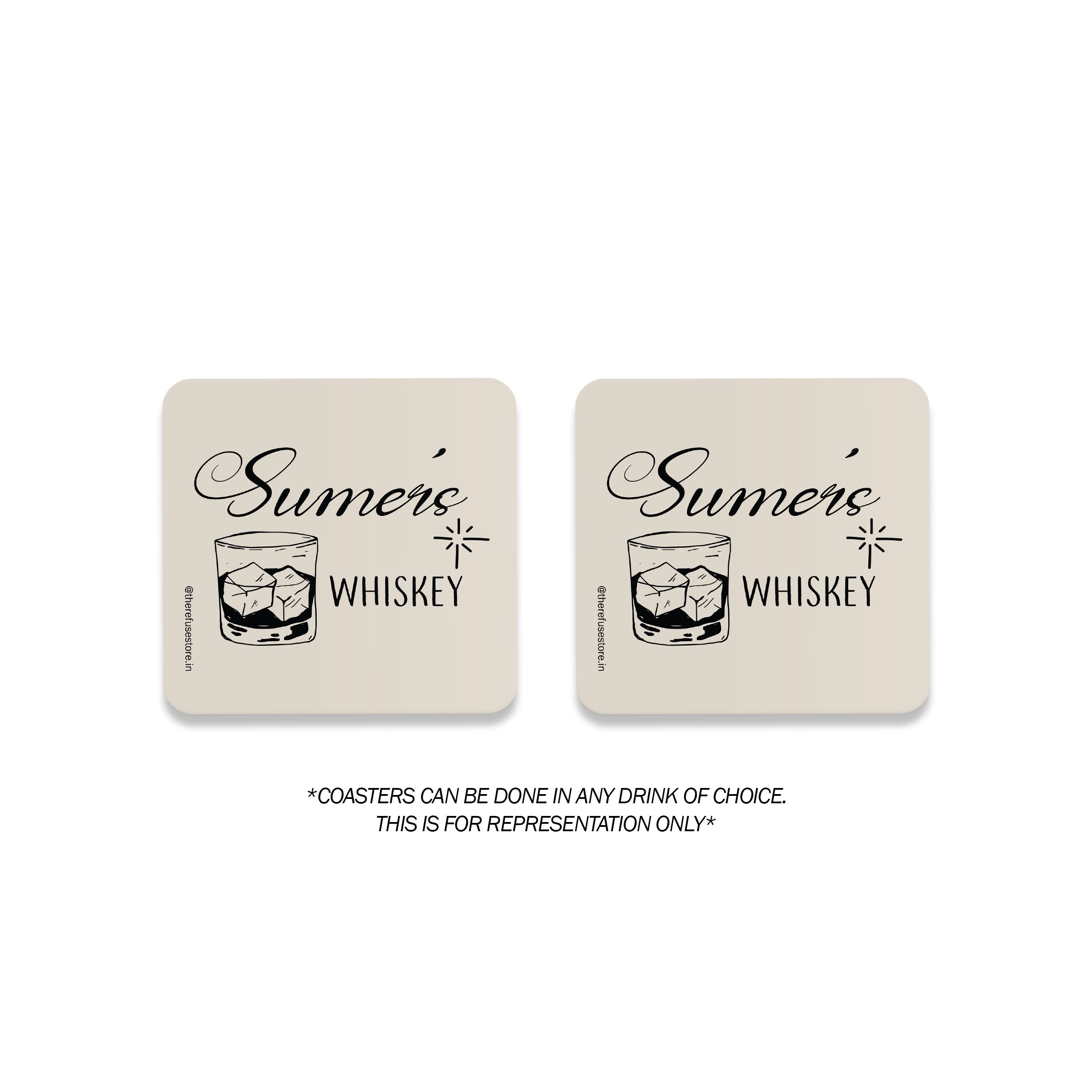 black & beige personalised drink coasters