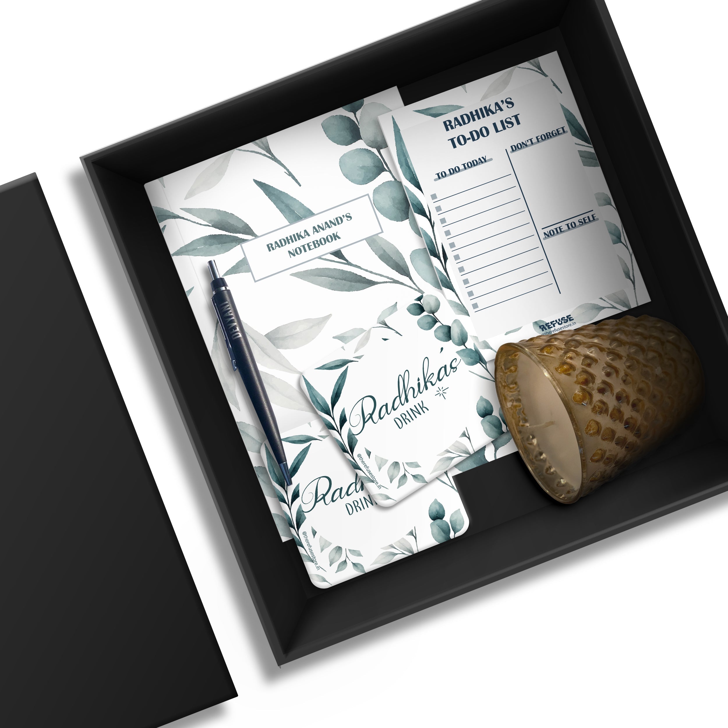 Green Leaves Personalised Stationery Gift Set